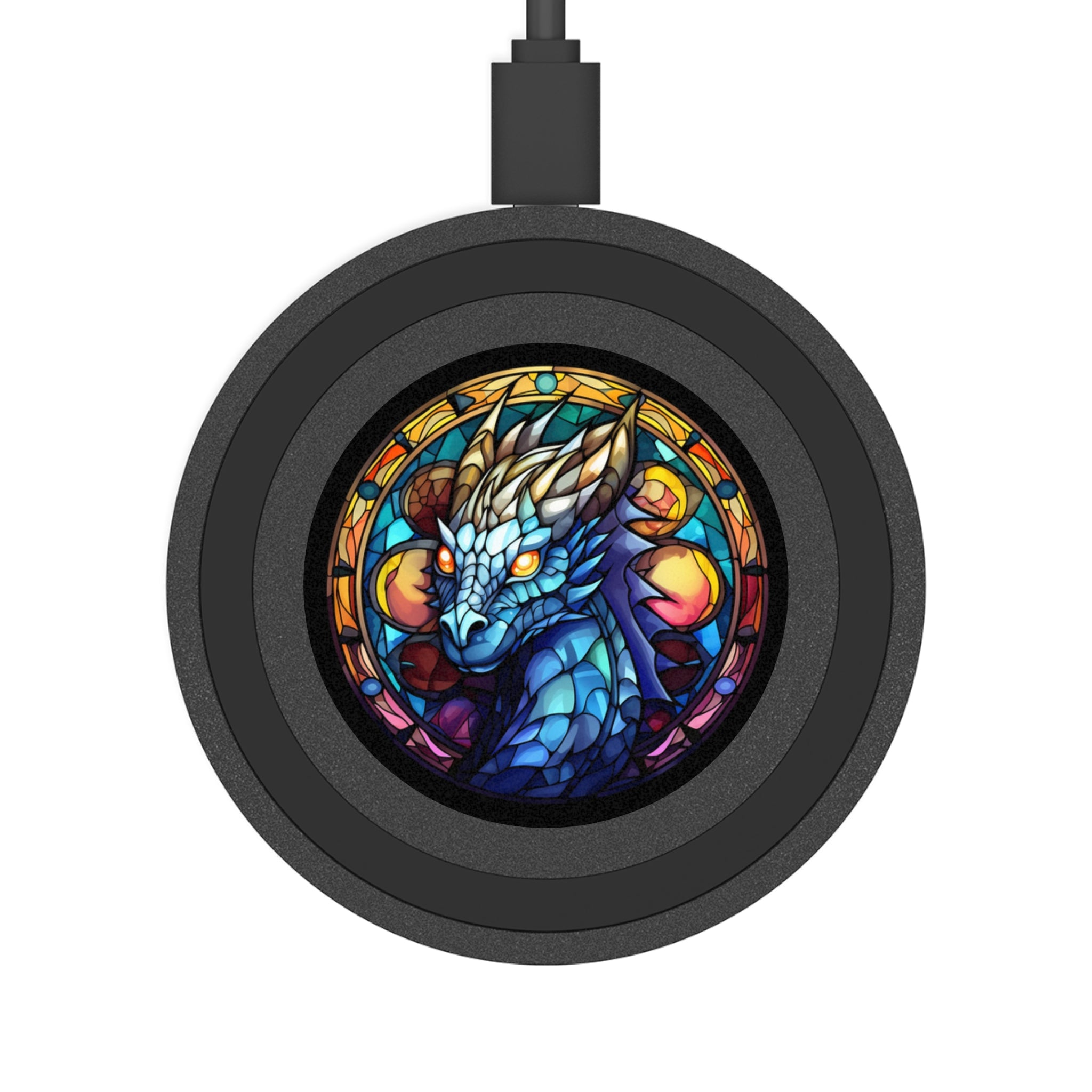 Stunning Stained Glass Blue Dragon Wireless Charging Pad