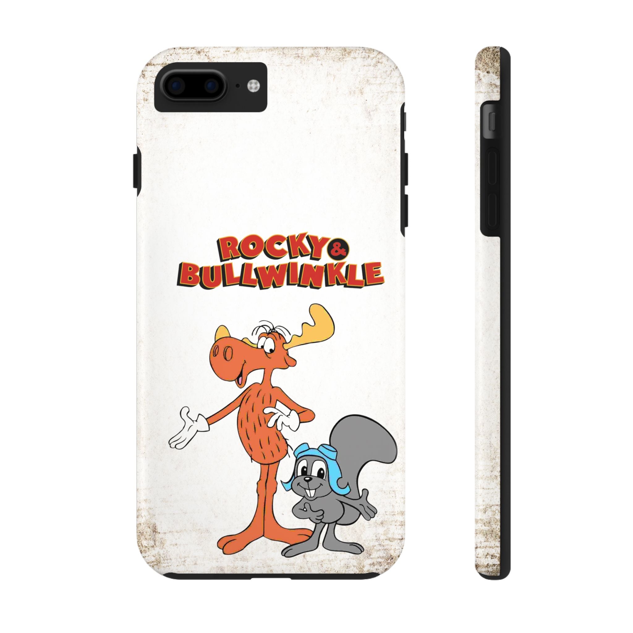 Retro Vintage Look Rocky & Bullwinkle Inspired Tough iPhone Samsung Case Fun Cartoon Style, Gift for Kids, and Themed Parties, Durable Protection