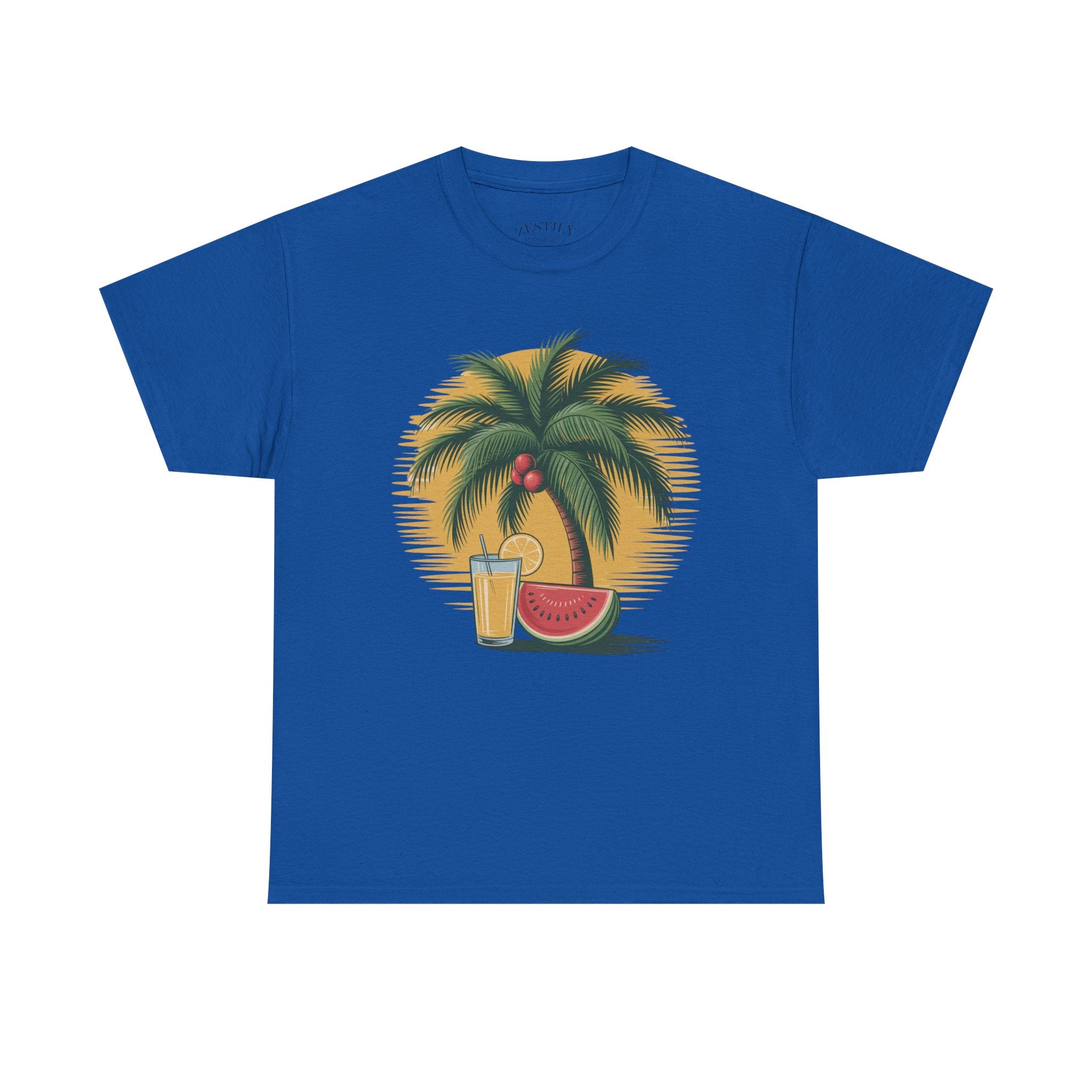 Tropical Vibes Tee, Heavy Cotton Tee, Summer T-Shirt, Beach Vacation Shirt, Graphic Tee, Relaxed Fit Shirt