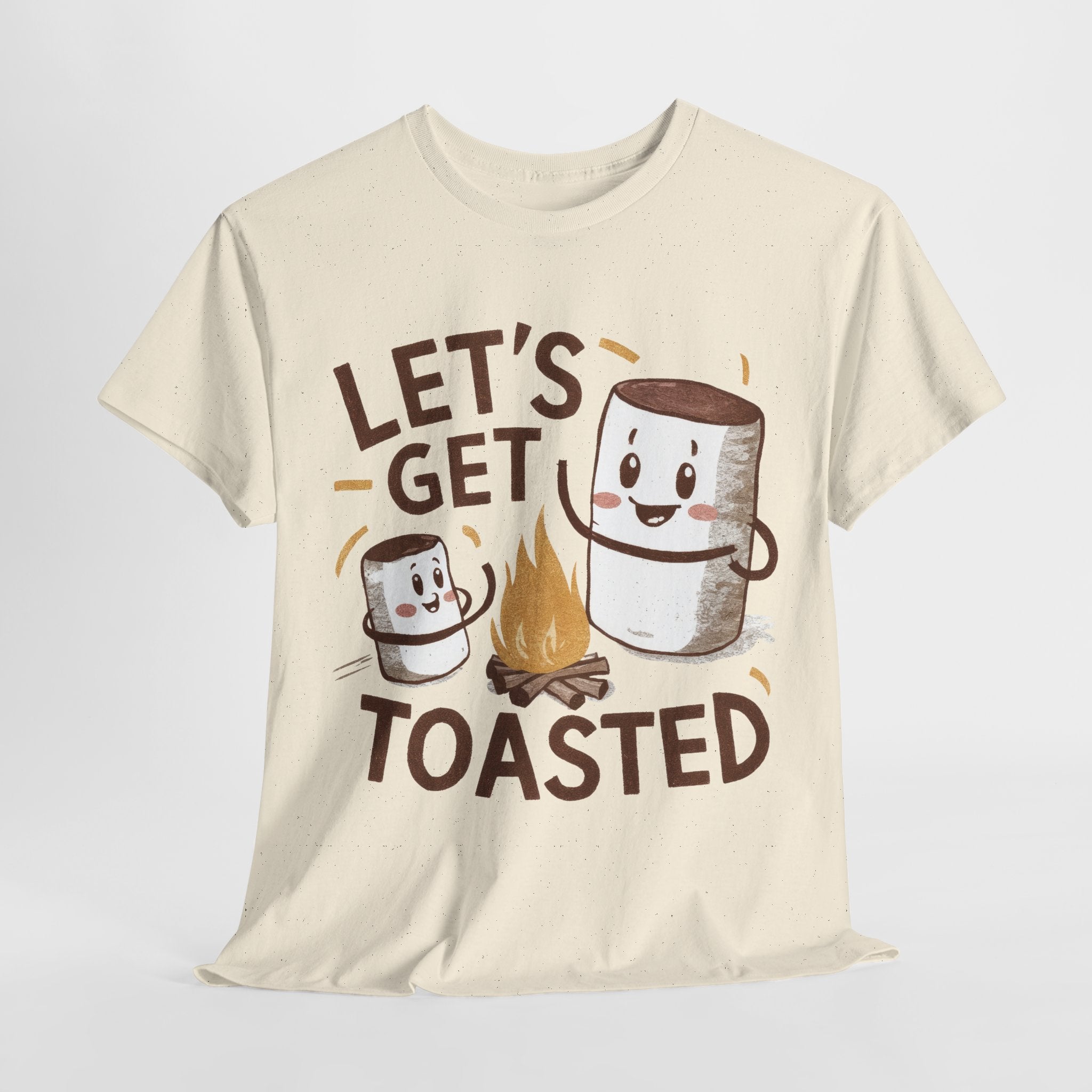 Funny Campfire T-Shirt "Let's Get Toasted" Heavy Cotton Tee for Outdoor Lovers