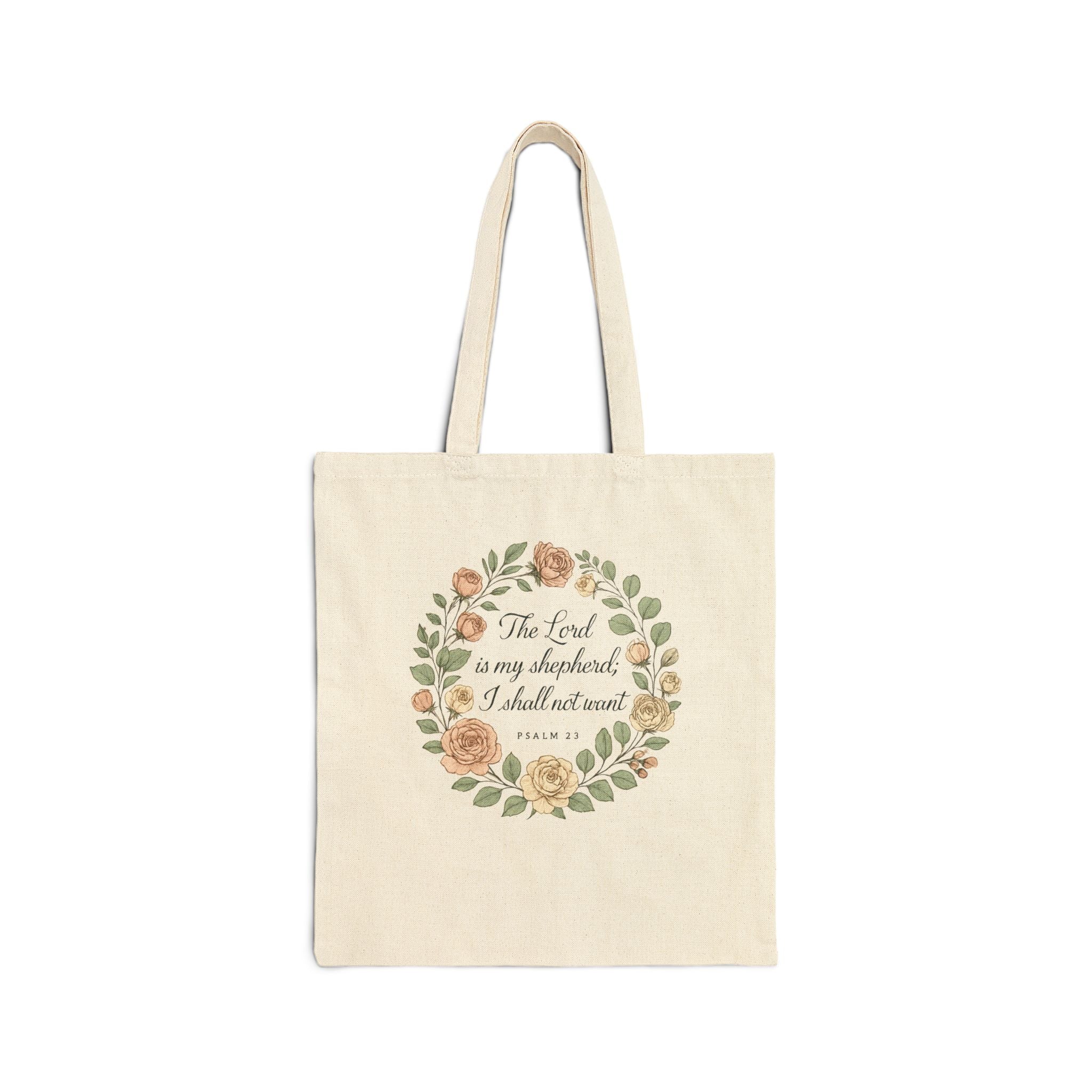 Inspirational Cotton Canvas Tote Bag, Floral Design, Motivational Gift, Eco-Friendly Shopping Bag, Bible Verse Tote