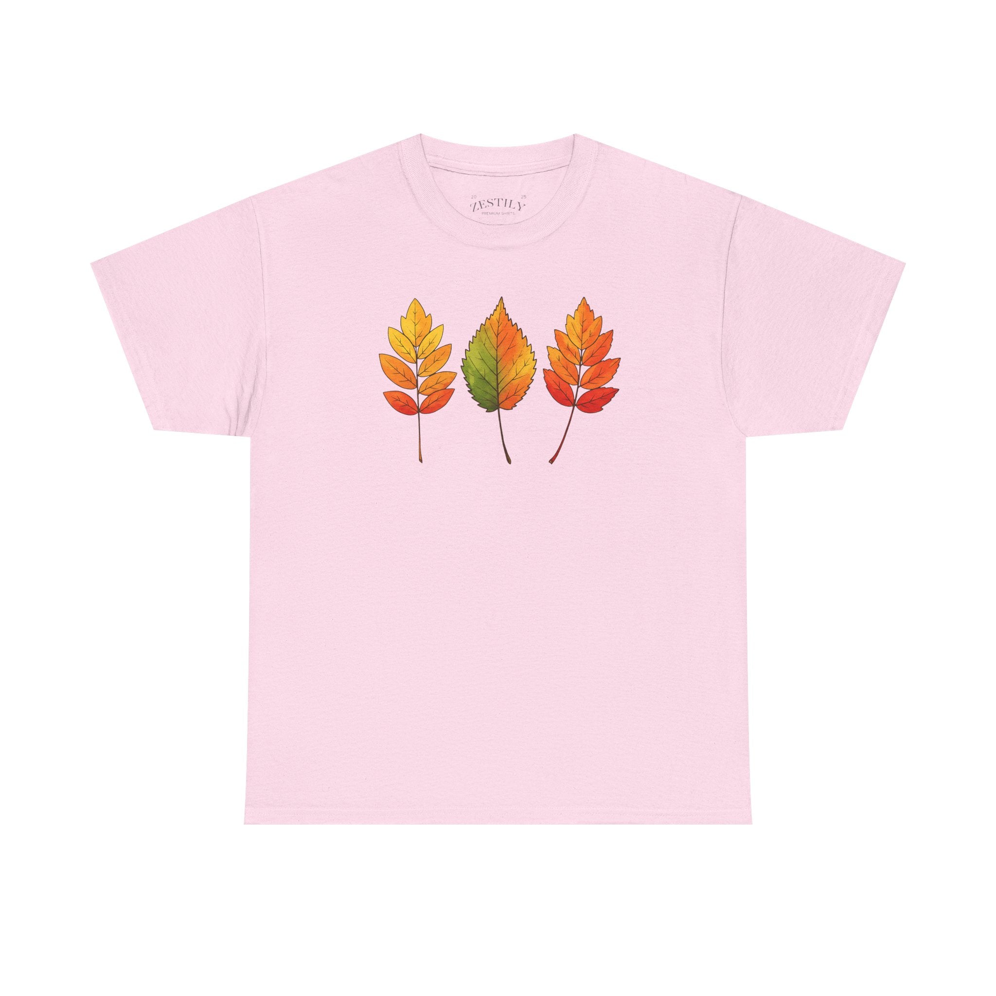 Autumn Leaves Heavy Cotton Tee, Fall T-Shirt, Nature Lover Gift, Seasonal Wear, Comfortable Everyday Tee