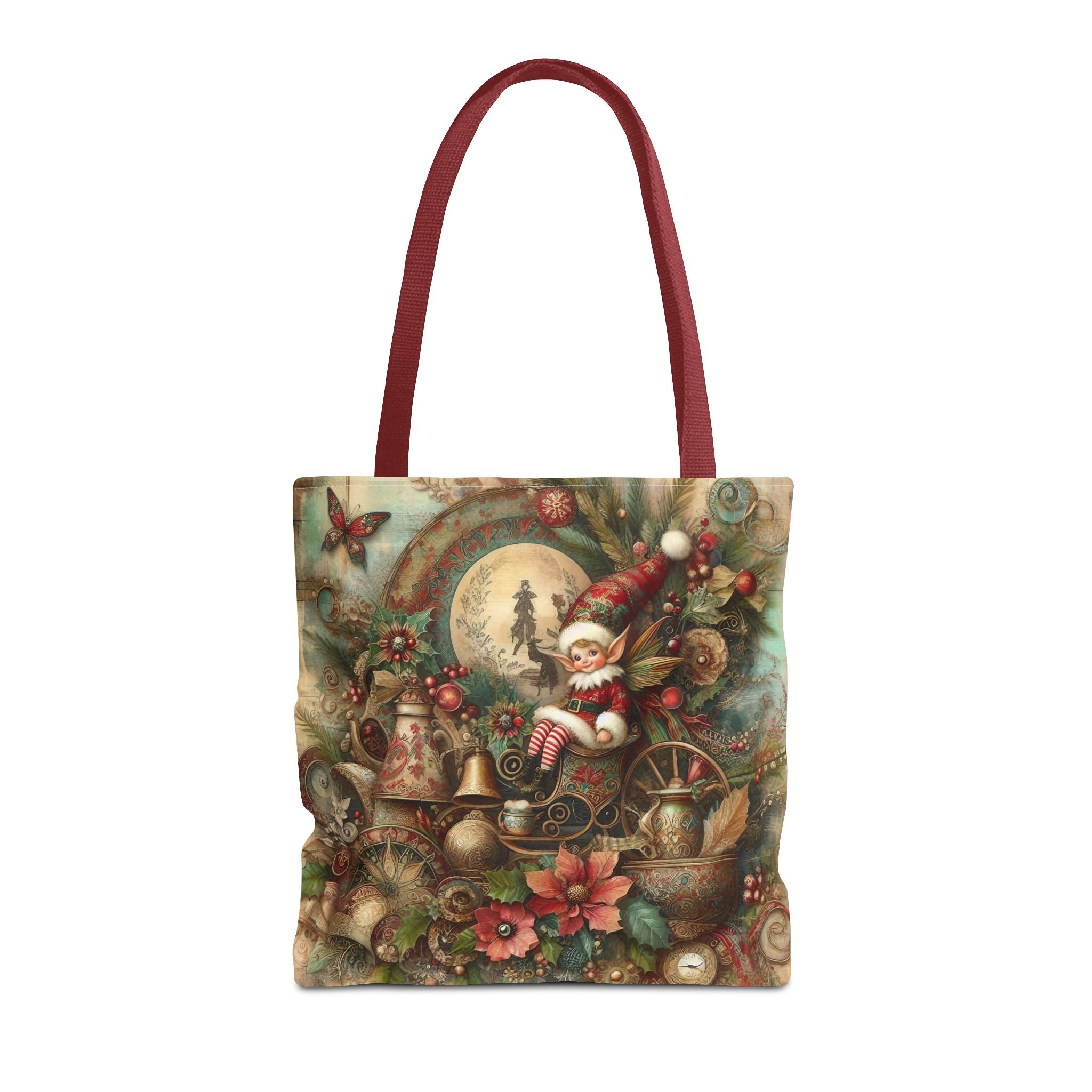 Christmas Elf & Sleigh Tote Bag