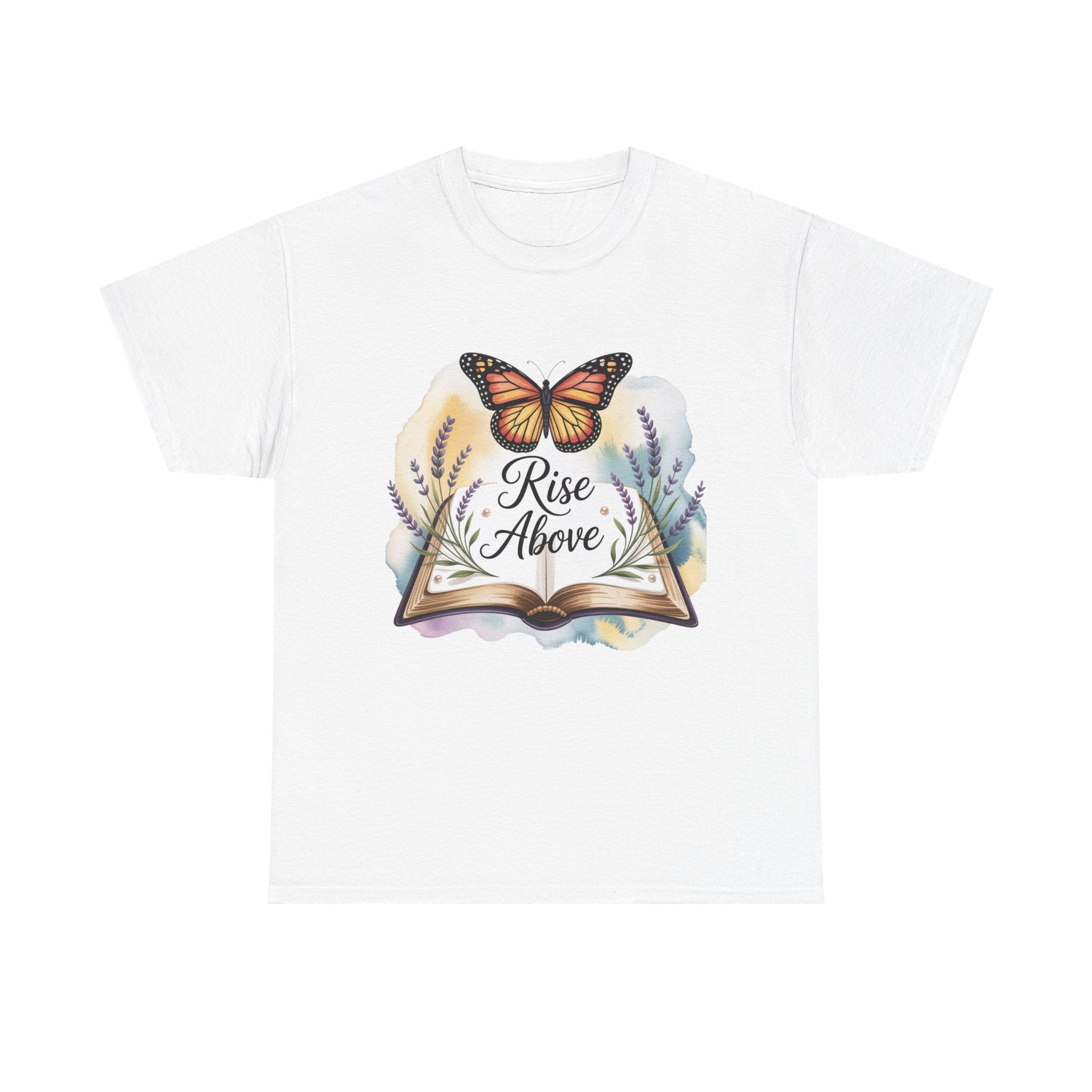 Rise Above Inspirational Tee, Motivational Gift Shirt, Butterfly Graphic Tee, Cotton Tee, Perfect for Christian Faith