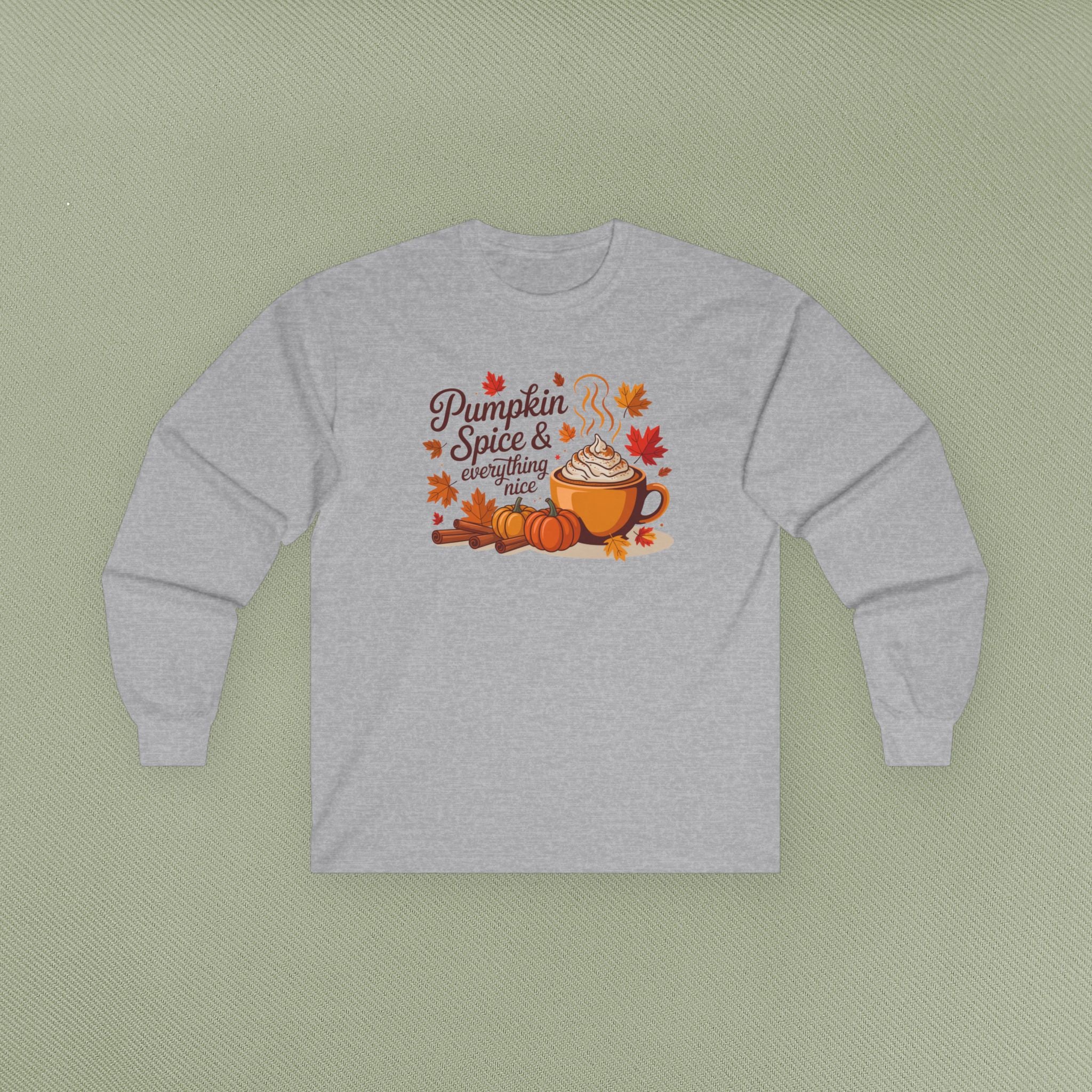 Cozy Autumn Long Sleeve Tee, Pumpkin Spice Shirt, Fall Fashion, Thanksgiving Gift, Cute Casual Wear, Seasonal Comfort