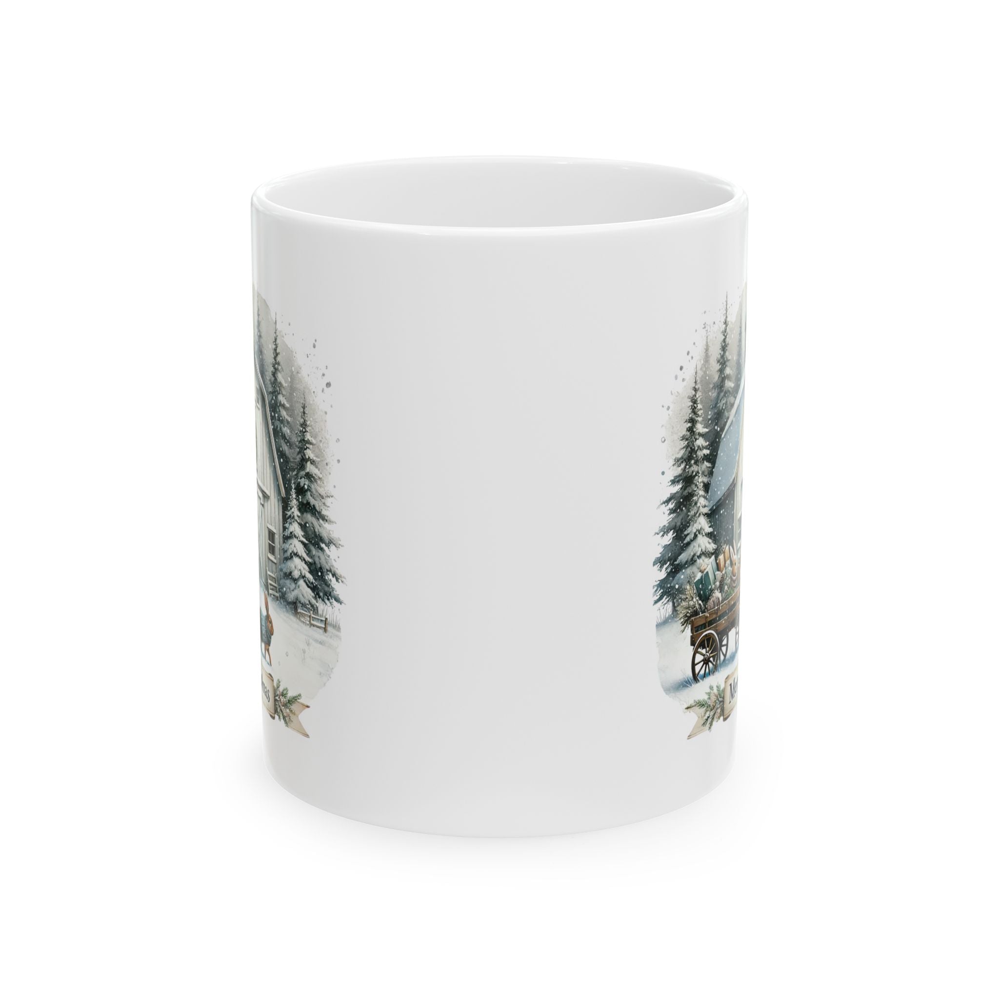 Cozy Winter Ceramic Mug, Perfect for Hot Beverages, Christmas Gifts, Rustic Home Decor, Holiday Celebrations, Cabin Vibes