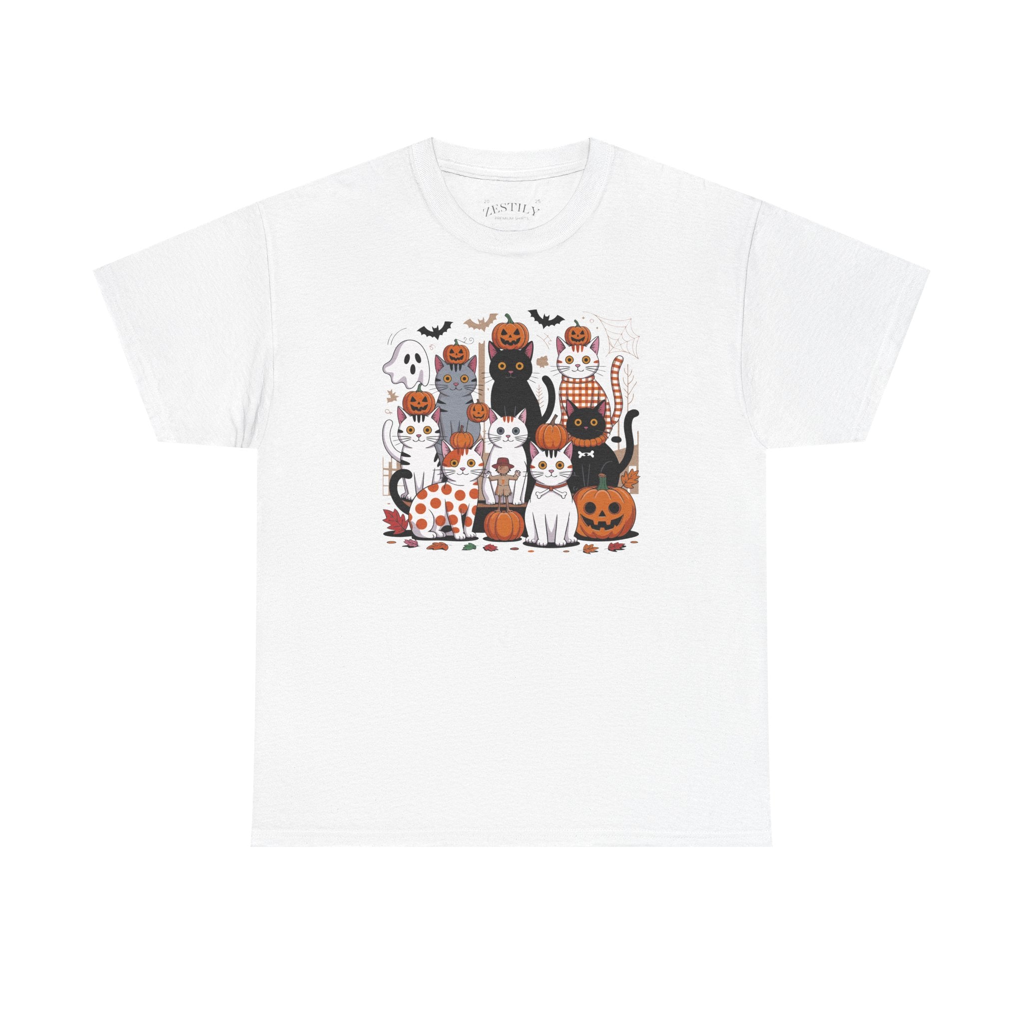 Halloween Cat Tee, Spooky Cat T-Shirt, Halloween Shirt, Cute Cat Graphic Tee, Fall Style Top, Pet Lover Gift