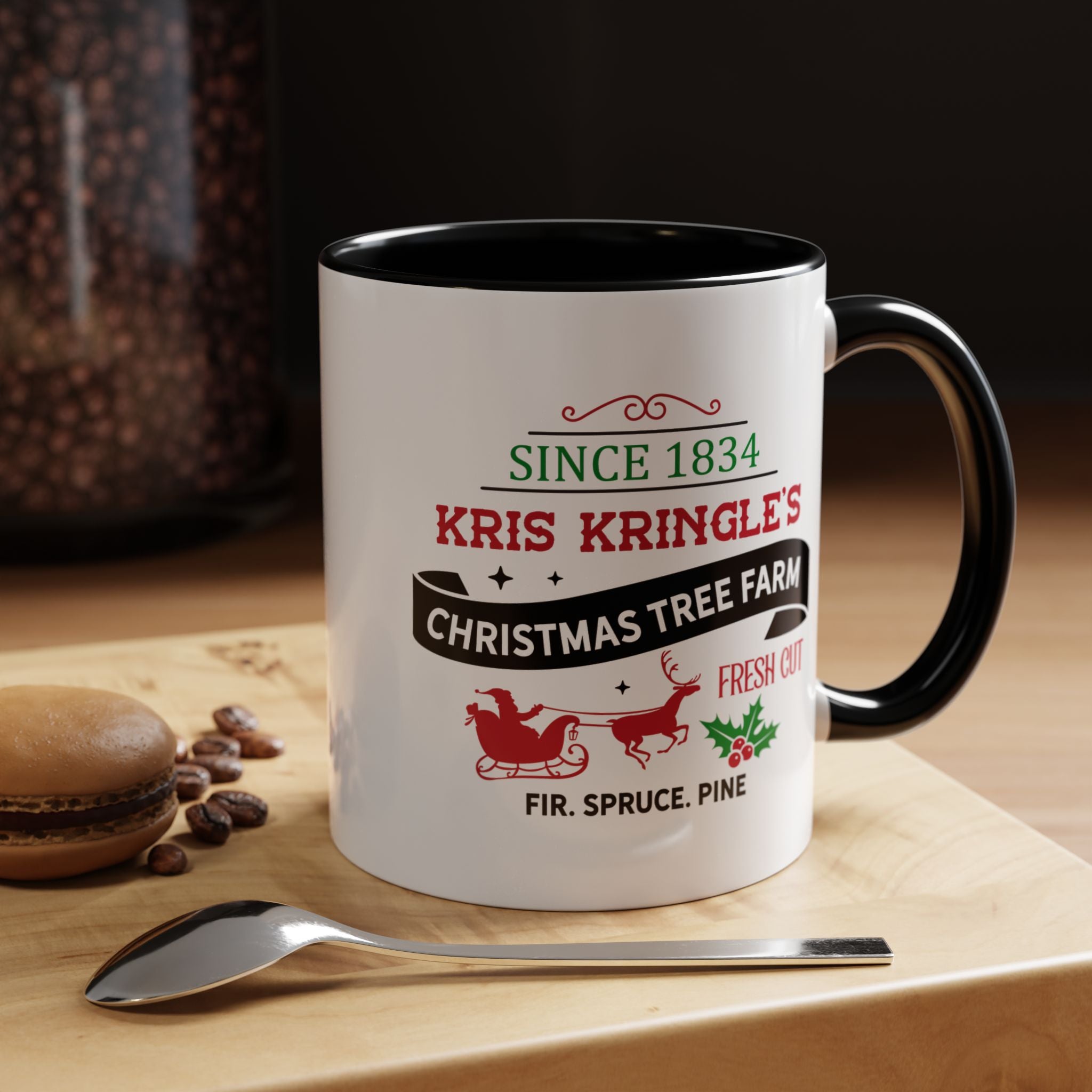 Holiday Coffee Mug, Festive Christmas Mug, Kris Kringle's Tree Farm, Perfect Gift for Coffee Lovers, Winter Drinkware