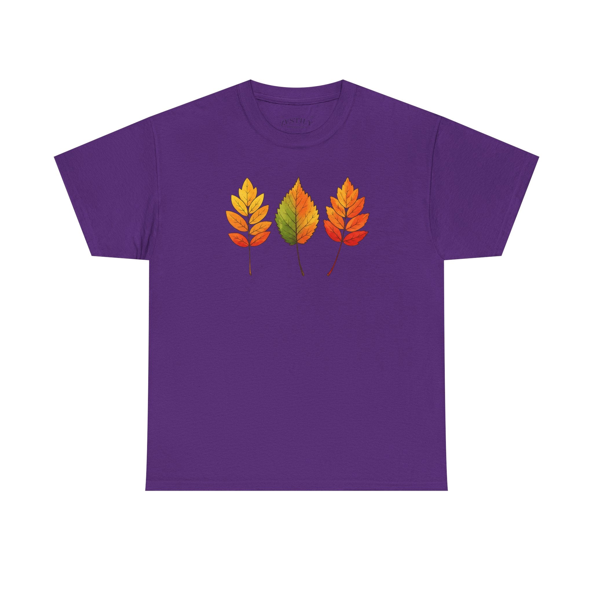 Autumn Leaves Heavy Cotton Tee, Fall T-Shirt, Nature Lover Gift, Seasonal Wear, Comfortable Everyday Tee
