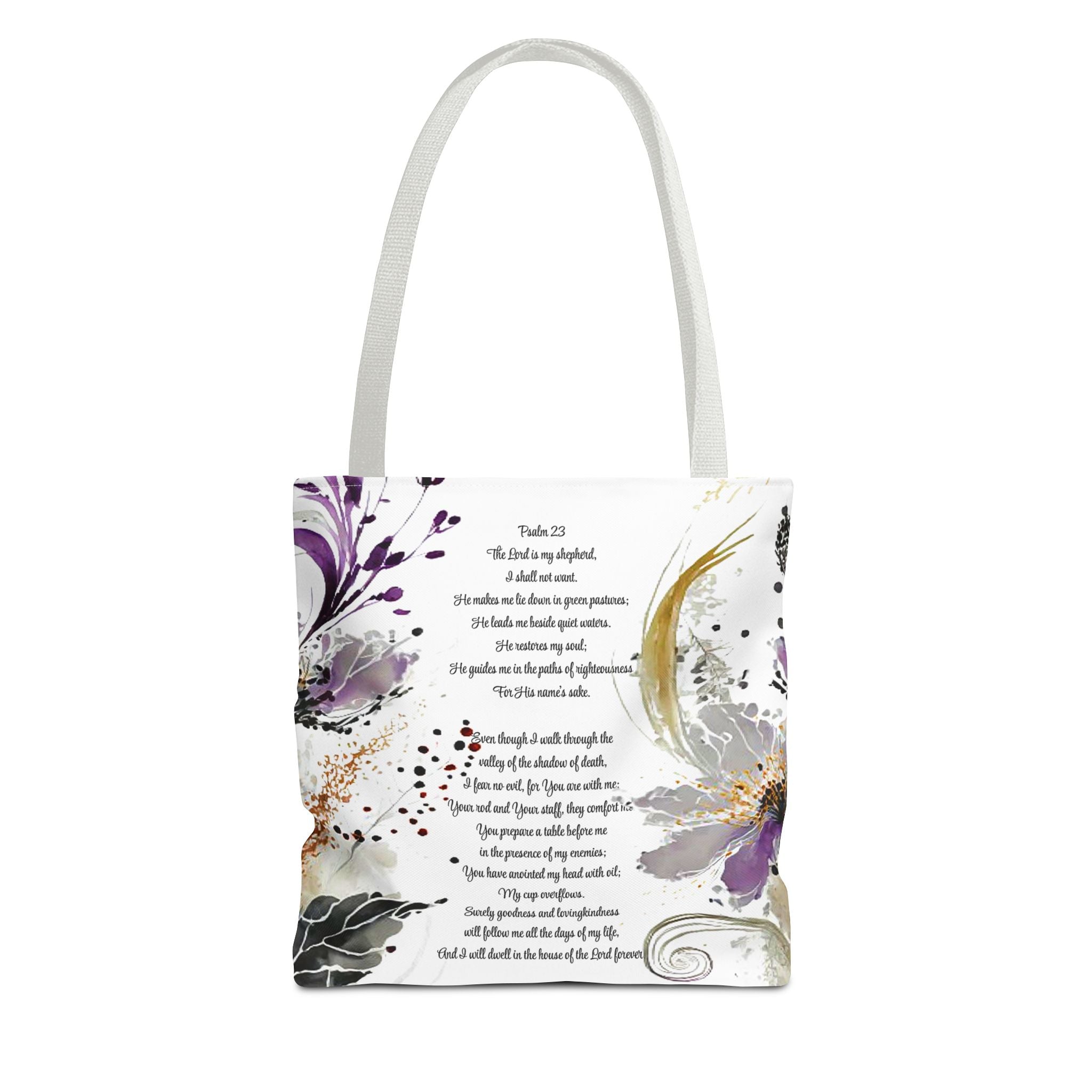Psalm 23 Floral Tote Bag