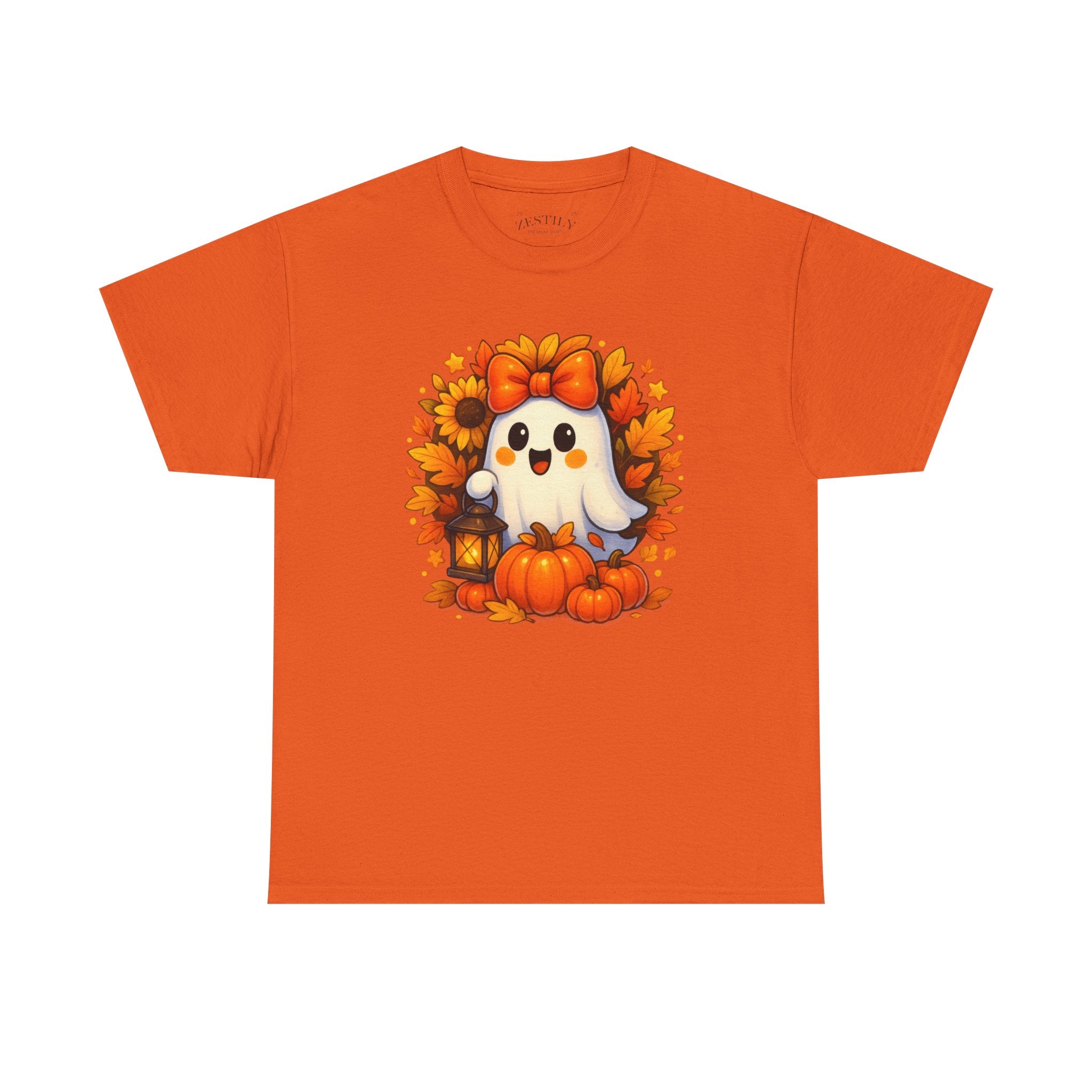 Halloween Ghost Cotton Tee, Fall Festival Shirt, Cute Pumpkin Graphic Tee, Tee for Halloween, Autumn Apparel