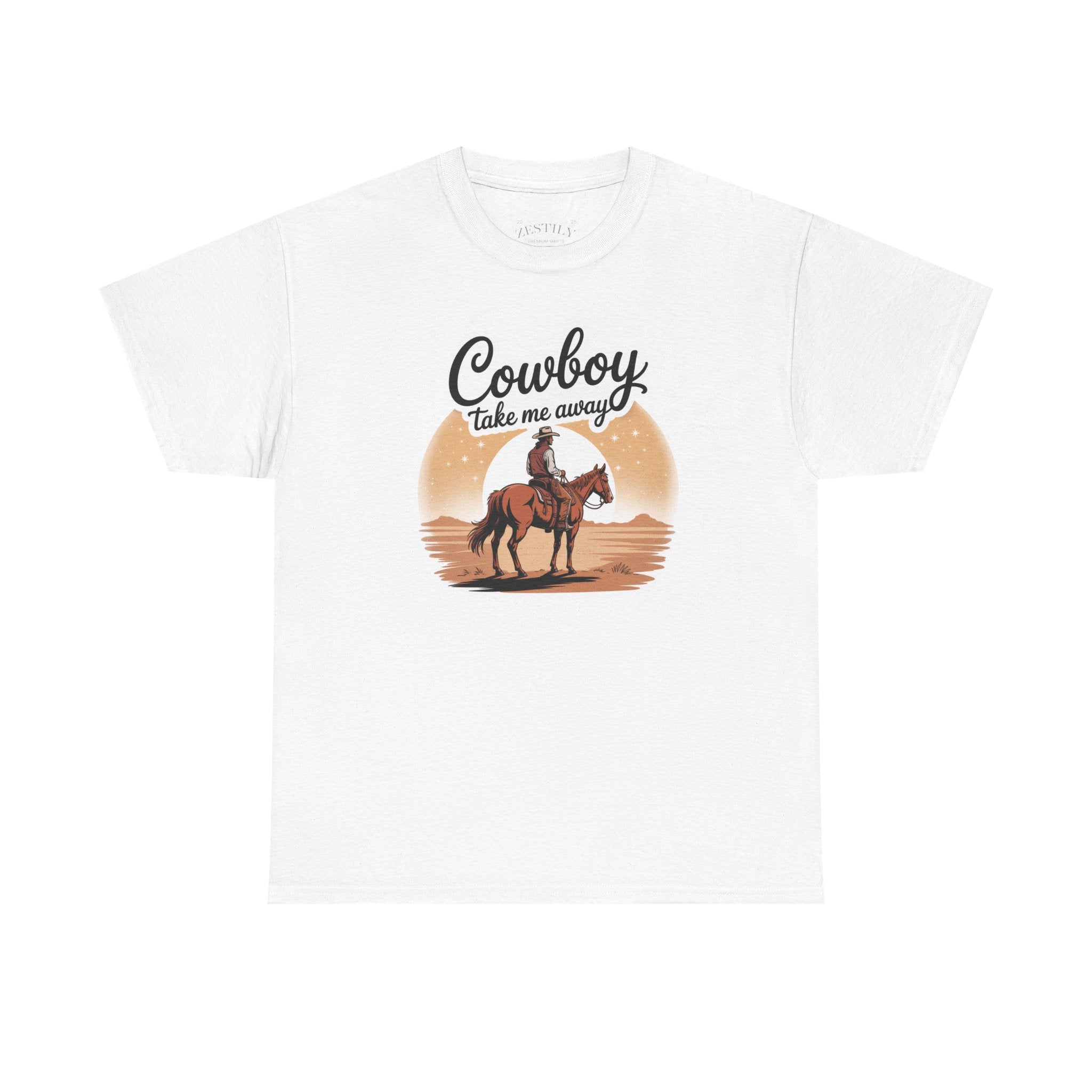 Cowboy Take Me Away Tee, Western T-Shirt, Casual Wear, Gift for Cowboy Lovers, Rodeo Apparel, Cowgirl Fashion