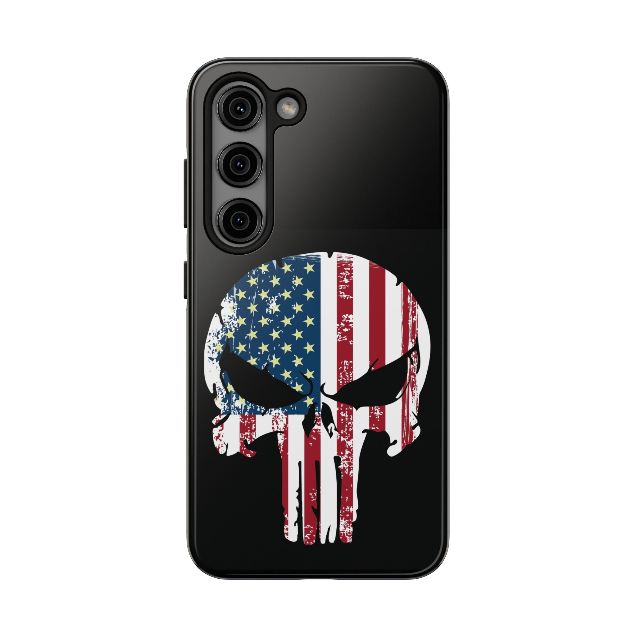 Punisher Skull Red White & Blue Stripes Tough Phone Case