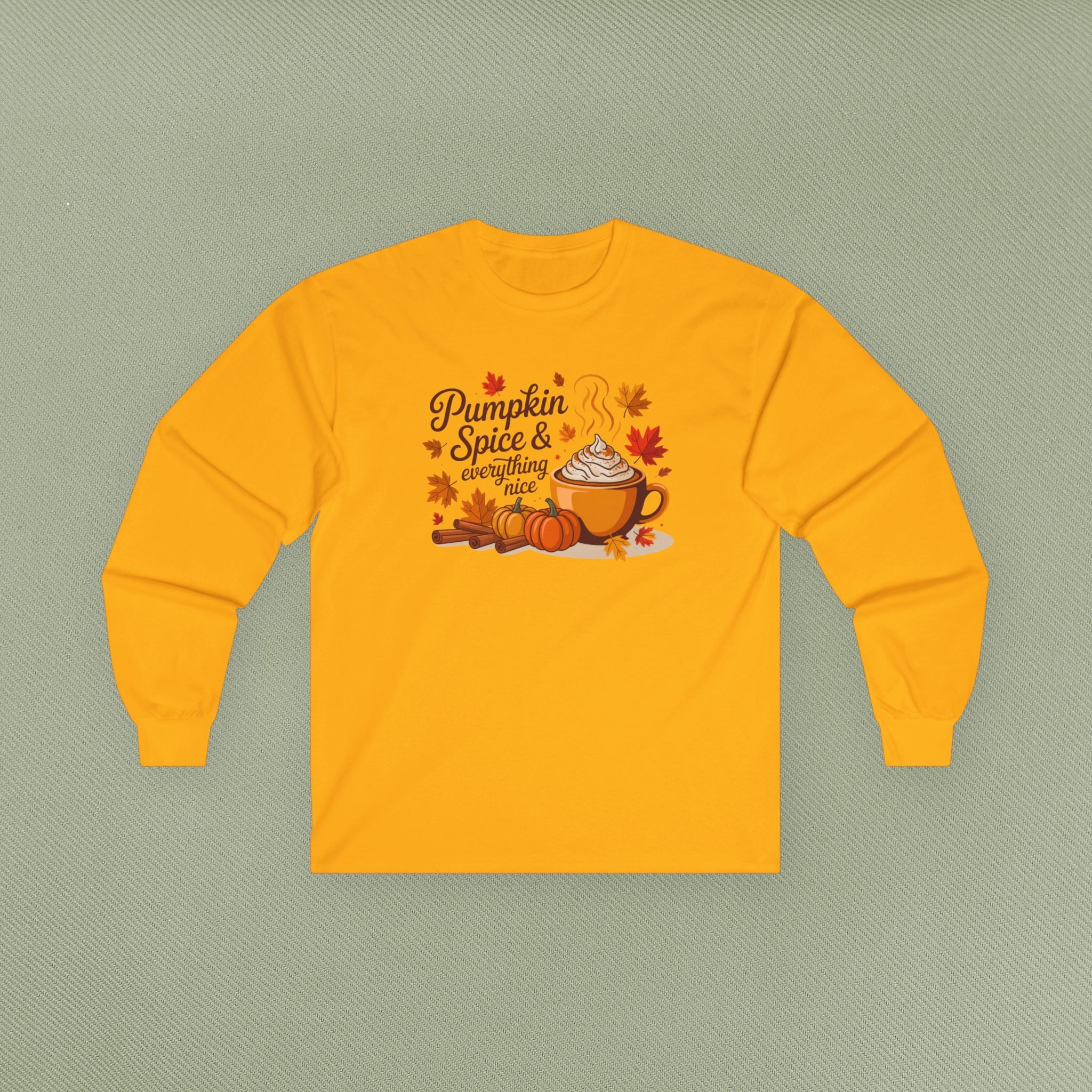 Cozy Autumn Long Sleeve Tee, Pumpkin Spice Shirt, Fall Fashion, Thanksgiving Gift, Cute Casual Wear, Seasonal Comfort