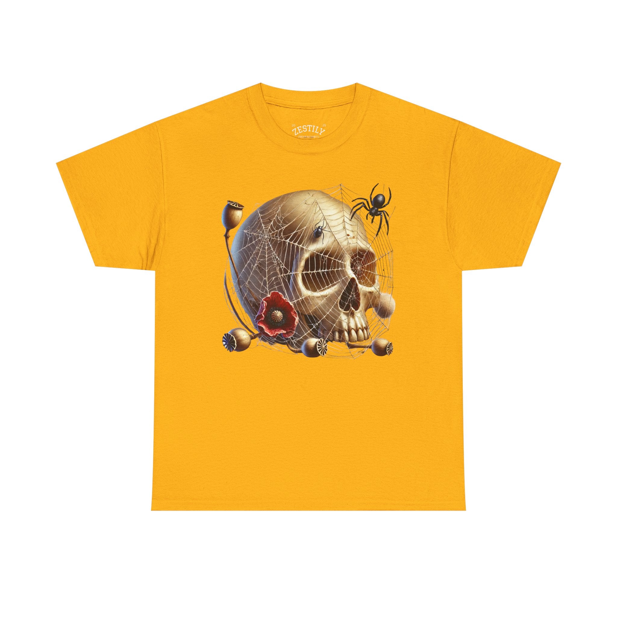 Gothic Skull Tee - Heavy Cotton T-Shirt, Edgy Graphic Shirt for Halloween, Alternative Fashion, Casual Wear, Unique Gift
