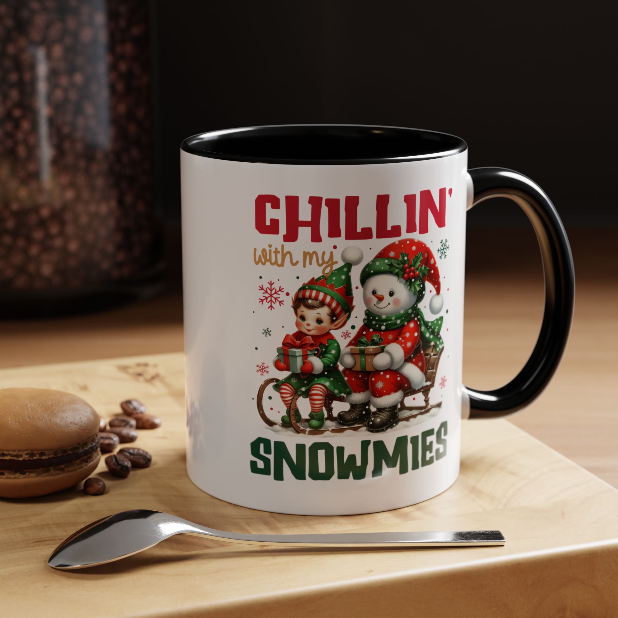 Festive Coffee Mug for Winter Cheer, Holiday Mug, Christmas Gift, Hot Cocoa Cup, Winter Decor, Chillin' with My Snowmies