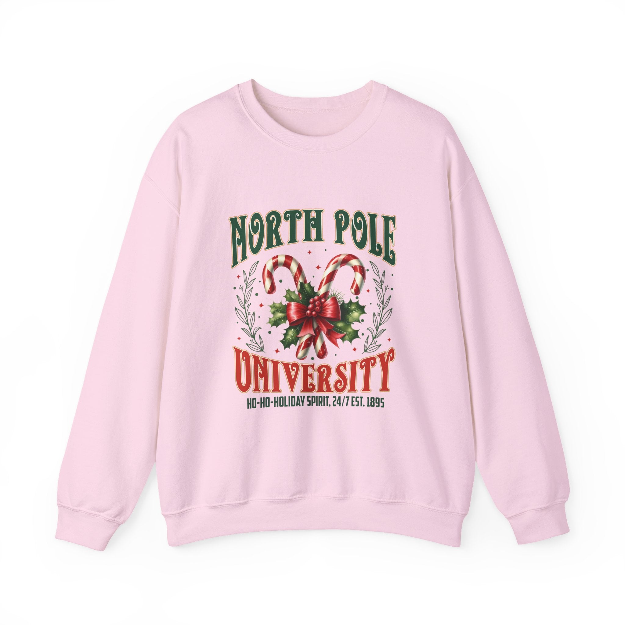 North Pole University Holiday Sweatshirt, Cozy Christmas Crewneck, Winter Gift, Festive Apparel, Holiday Wear, Candy Canes