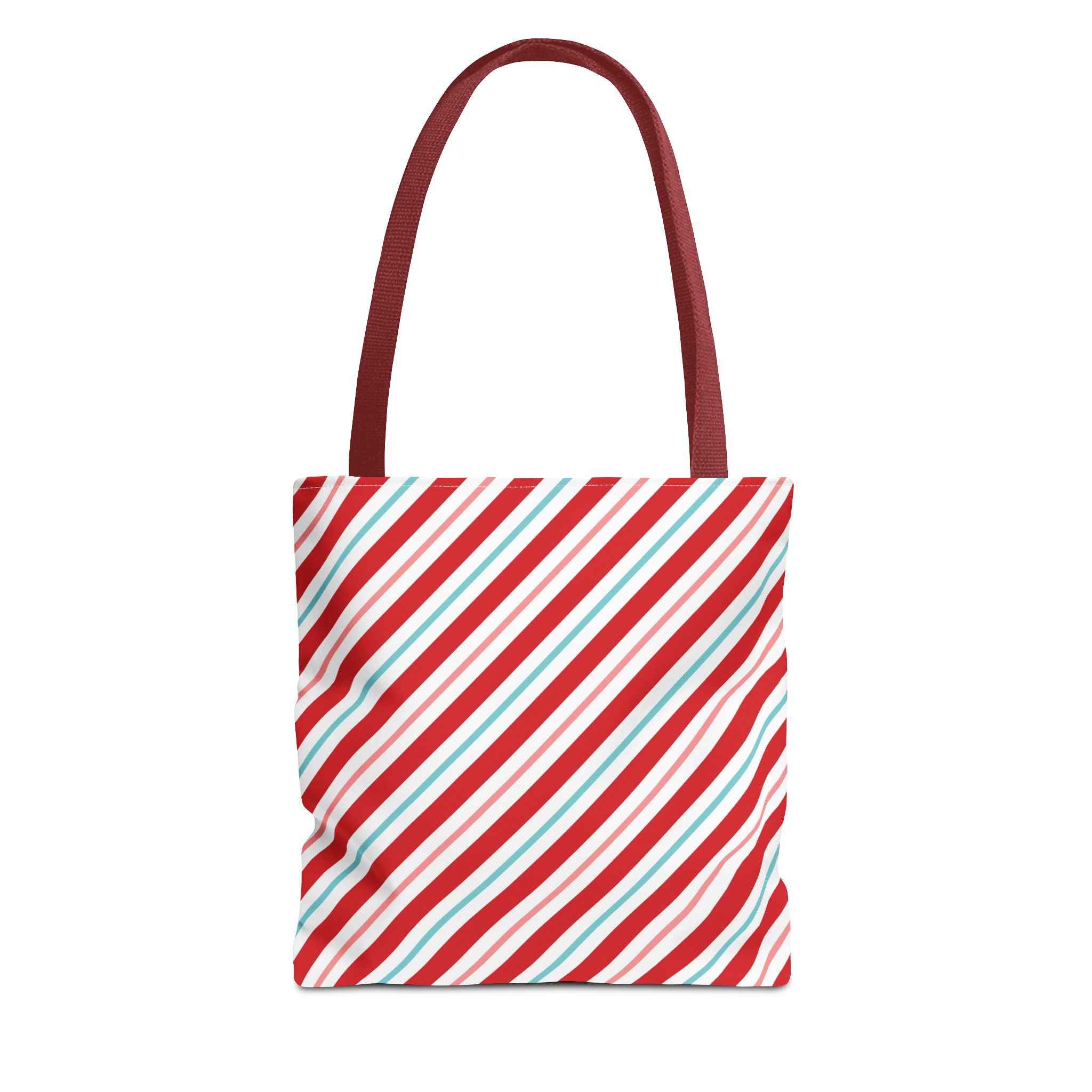 Festive Striped Candy Cane Tote Bag, Holiday Gift, Eco-Friendly Shopping Bag, Christmas Accessory, Reusable Gift Bag
