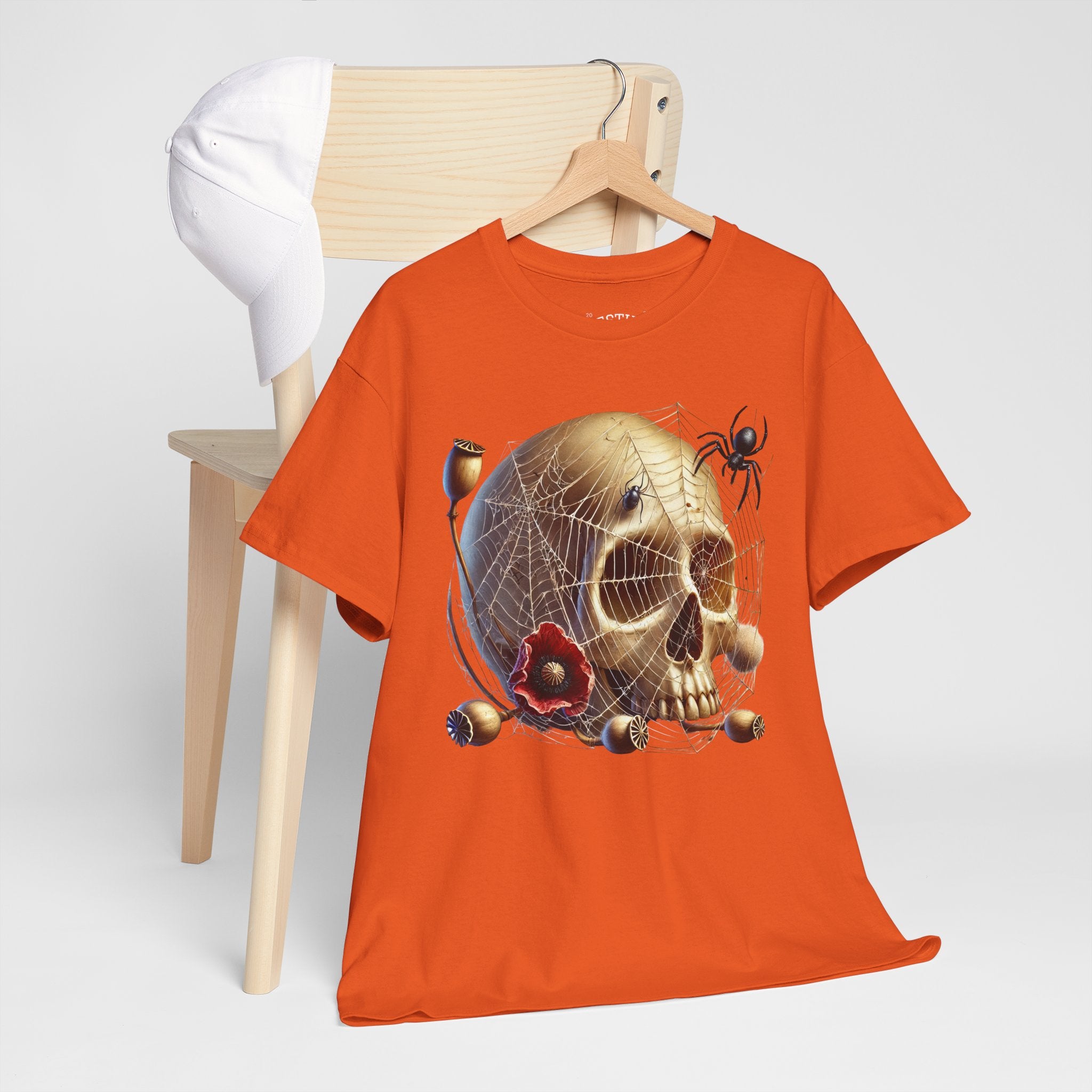 Gothic Skull Tee - Heavy Cotton T-Shirt, Edgy Graphic Shirt for Halloween, Alternative Fashion, Casual Wear, Unique Gift