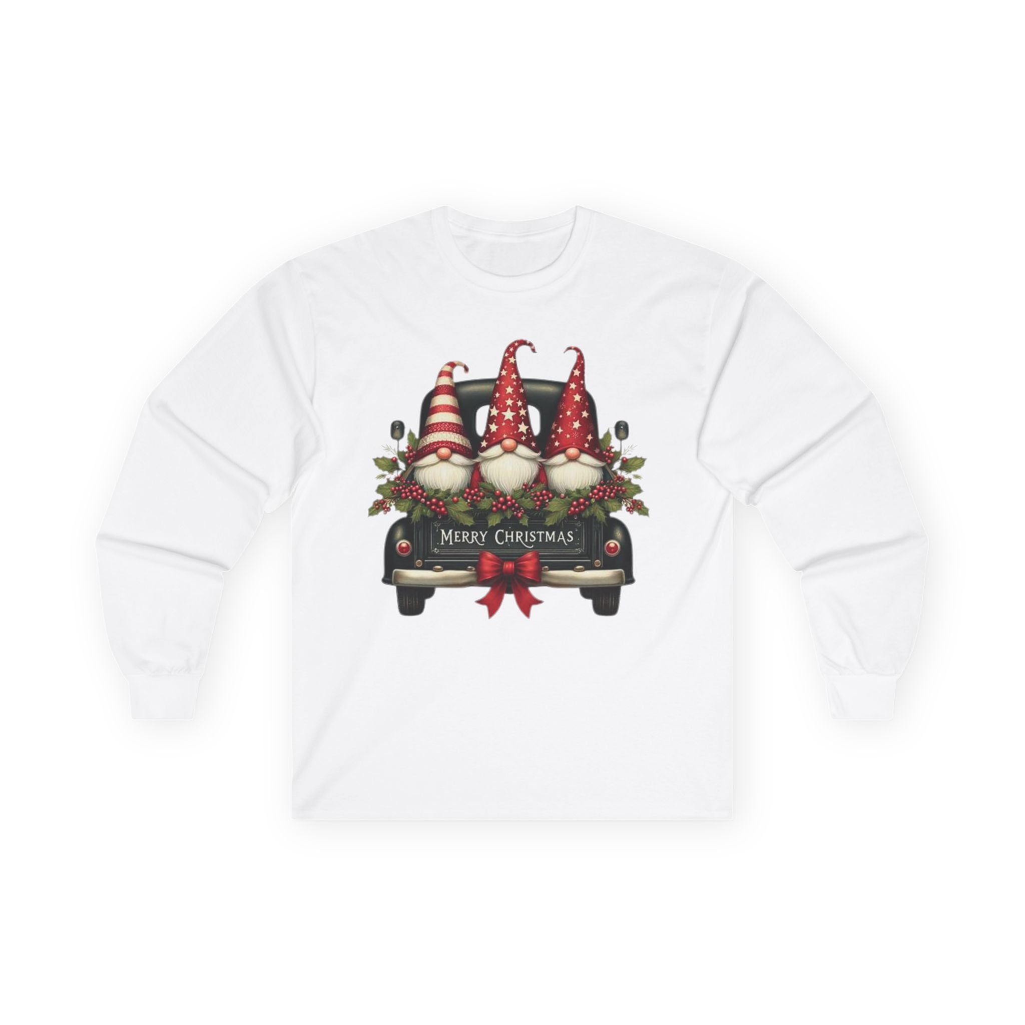 Long Sleeve Tee - Merry Christmas Gnome Design | Festive Holiday Apparel, Winter Wardrobe, Christmas Gifts, Cozy Style