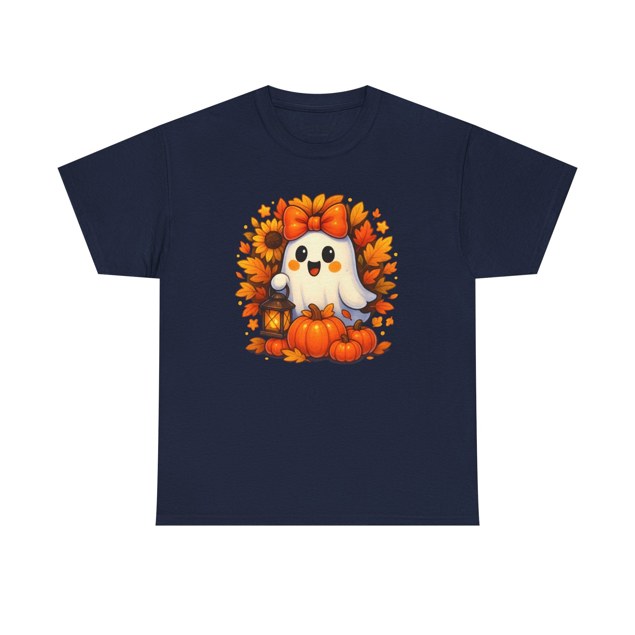 Halloween Ghost Cotton Tee, Fall Festival Shirt, Cute Pumpkin Graphic Tee, Tee for Halloween, Autumn Apparel