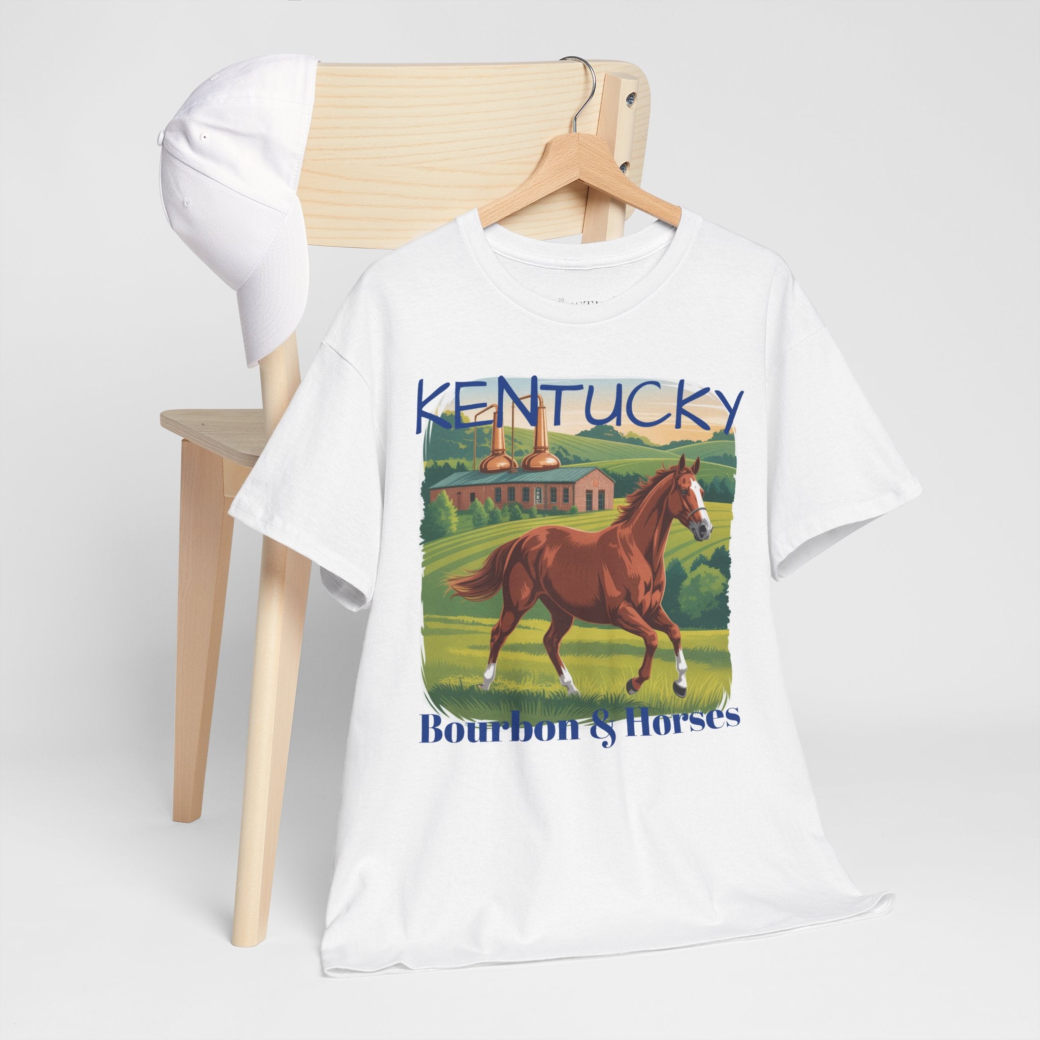 Kentucky Bourbon Horses Tee, Heavy Cotton Tee, Country Style Apparel, Perfect for Horse Lovers, Gift for Birthdays, Farmhouse Decor