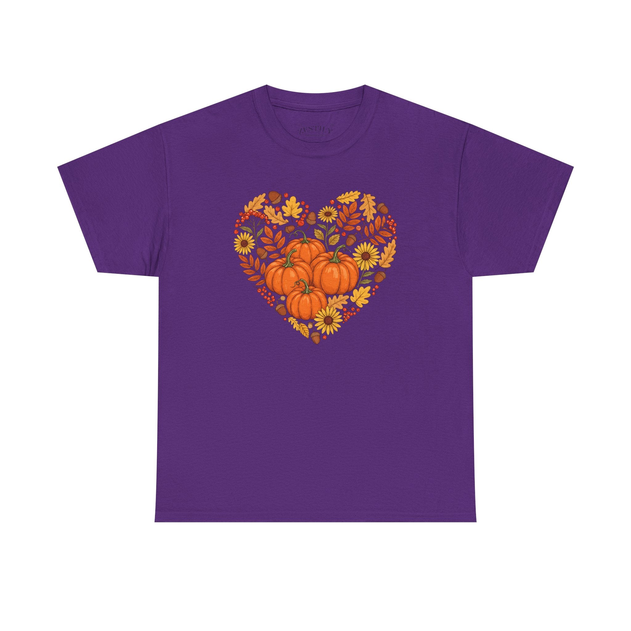Autumn Themed Heavy Cotton Tee, Fall Shirt, Pumpkin Heart Tee, Cute Graphic Tee, Seasonal Apparel, Harvest Gift Idea