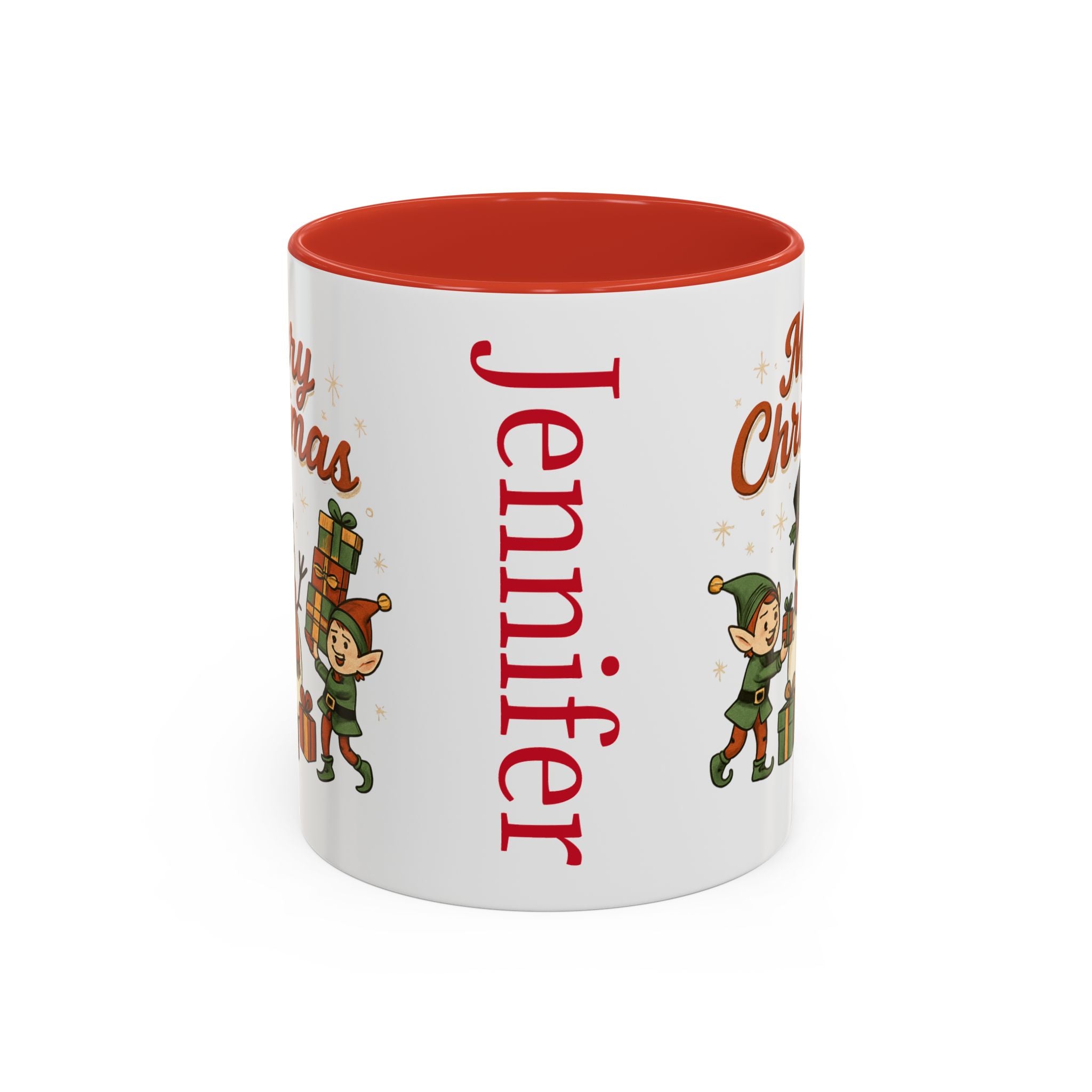 Personalized Christmas Coffee Mug | Festive Holiday Drinkware, Gift for Him/Her, Cute Elf Design, Seasonal Home Decor, Merry Christmas Mug