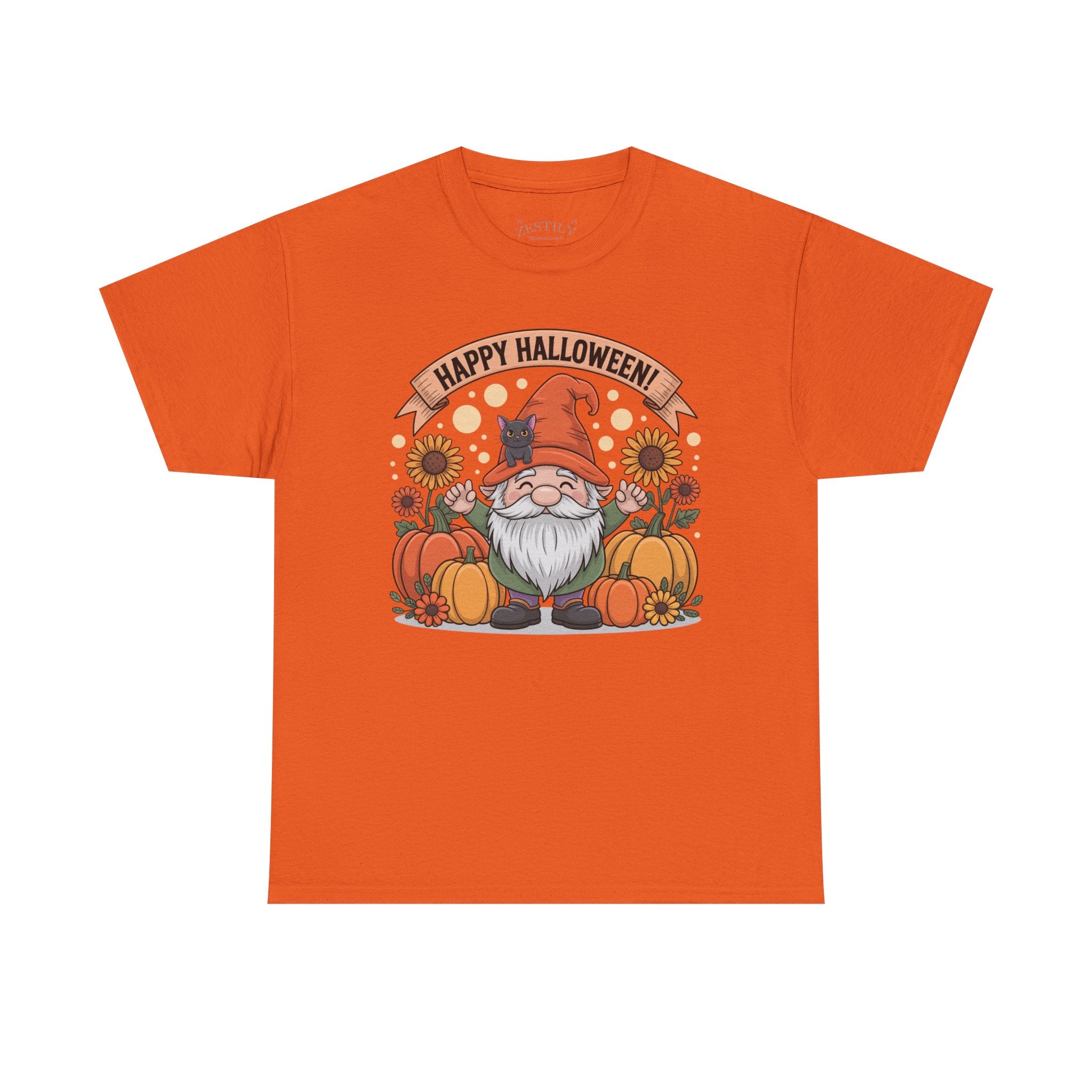Halloween Gnome Tee, Cotton Shirt, Funny Halloween Gift, Autumn Apparel, Festive T-Shirt, October Celebration Wear