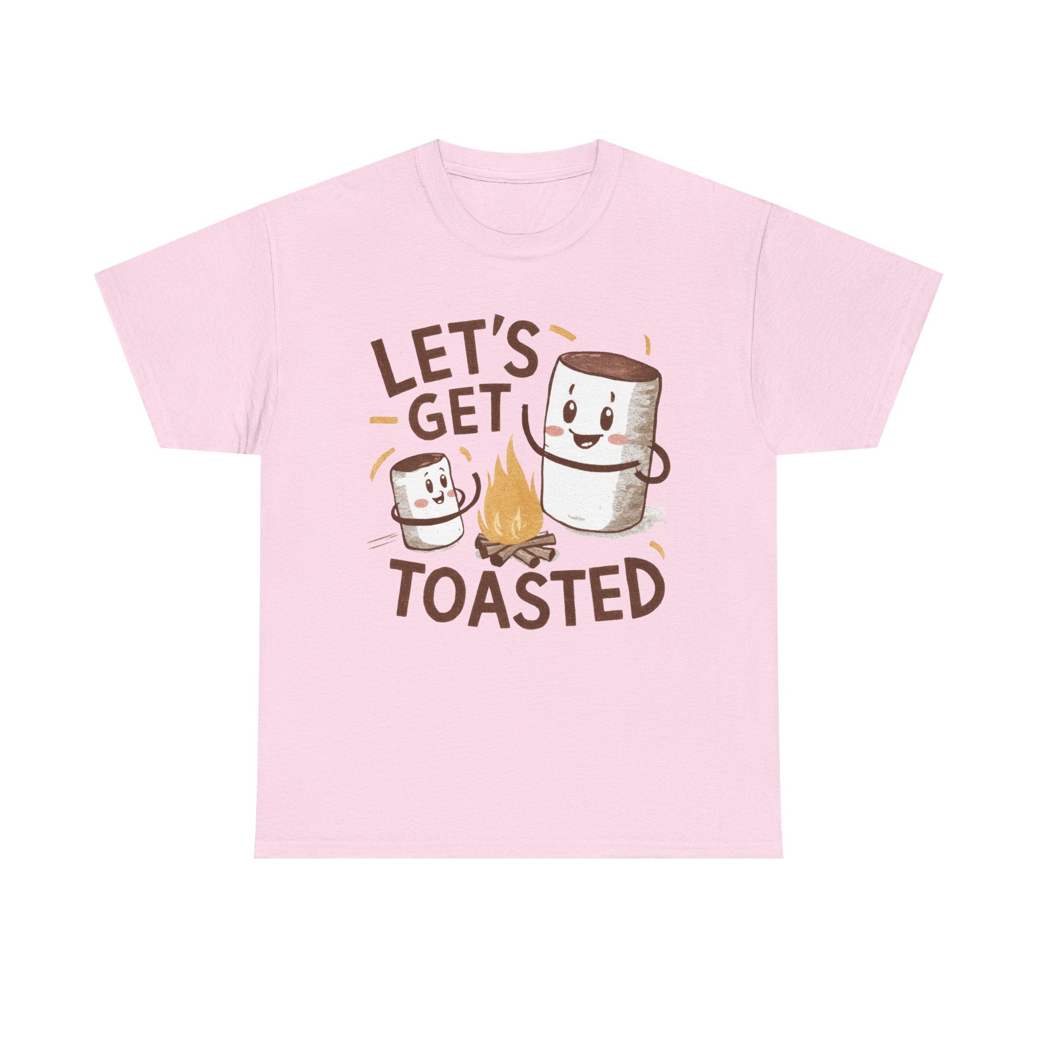 Funny Campfire T-Shirt "Let's Get Toasted" Heavy Cotton Tee for Outdoor Lovers