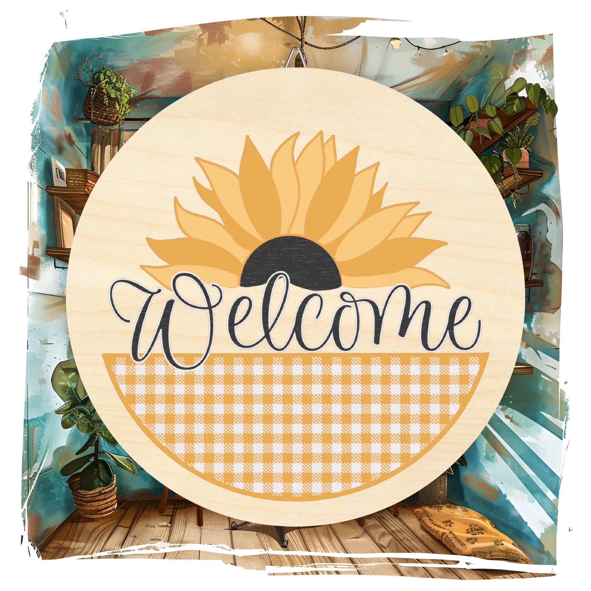 Welcome Sunflower Wood Sign Rustic Home Decor