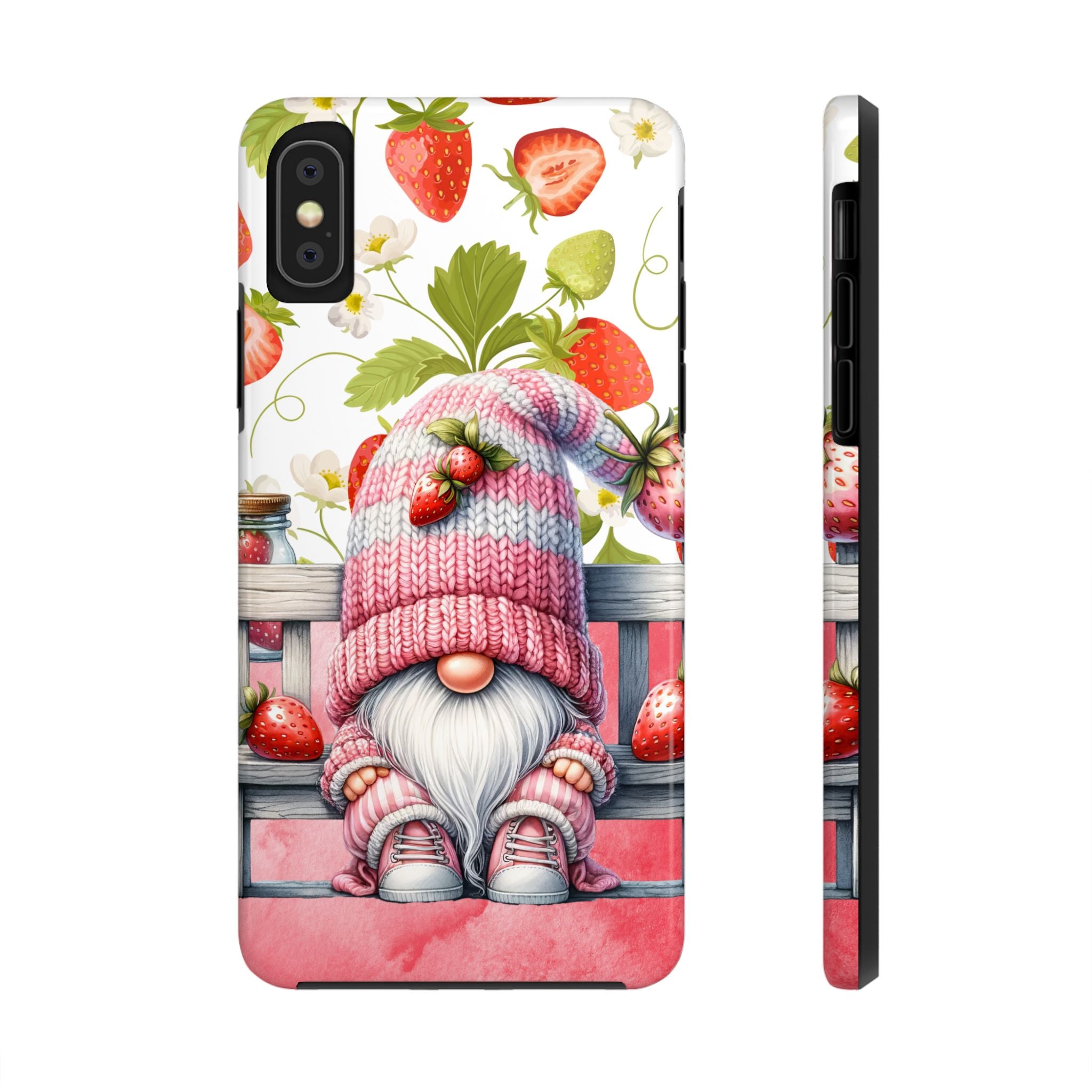 Cute Gnome Strawberry Tough Phone Case, Protective Cover, Gift for Her, Trendy Mobile Accessory, Summer Vibes, Fun Tech Decor, iPhone Samsung