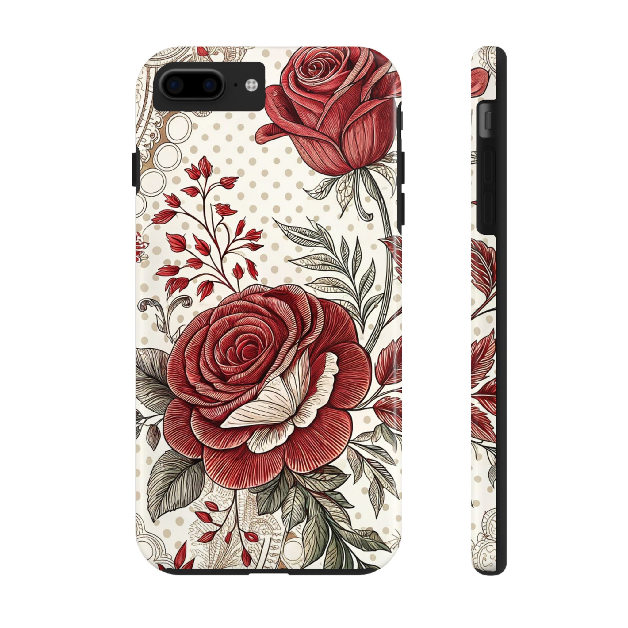 Elegant Roses Floral Impact Resistant Tough Phone Case Durable Protection with Vintage Rose Design iPhone Samsung Cover