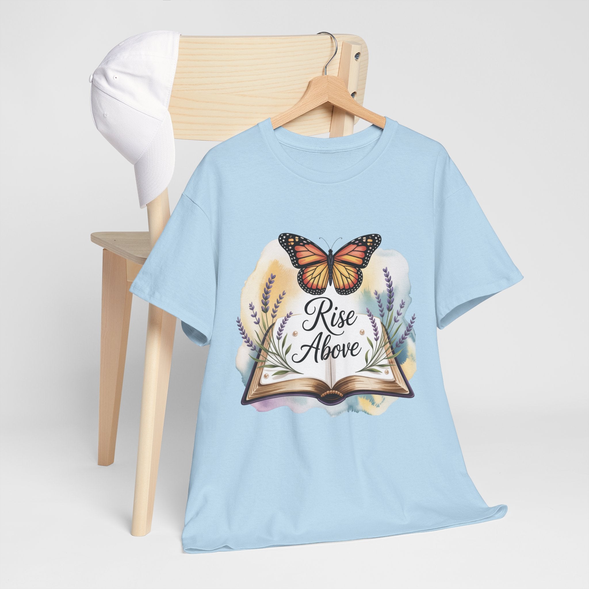 Rise Above Inspirational Tee, Motivational Gift Shirt, Butterfly Graphic Tee, Cotton Tee, Perfect for Christian Faith