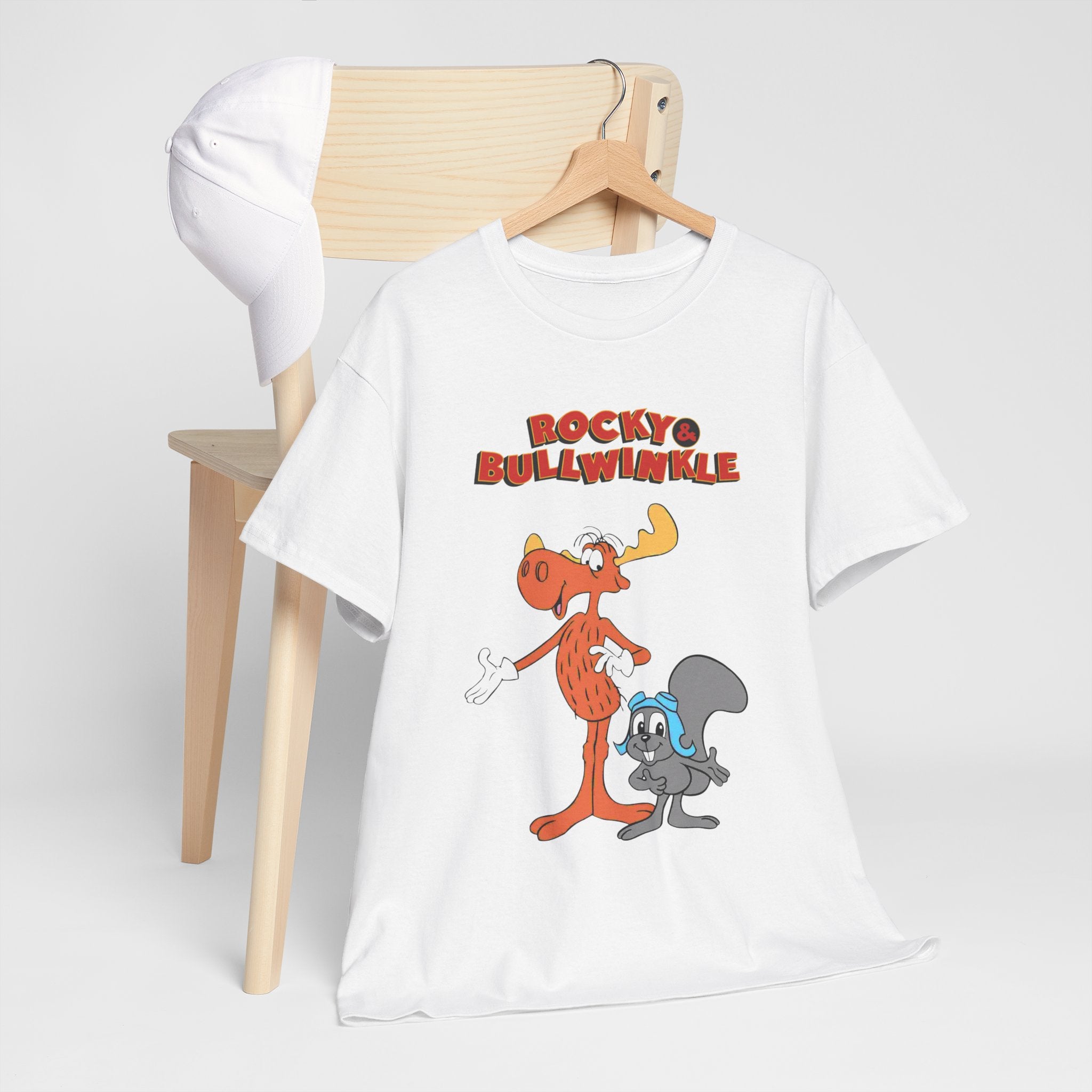 Vintage Rocky & Bullwinkle Tee, Cartoon T-Shirt, Funny Graphic Top, Nostalgic Apparel, Gift for Cartoon Lovers
