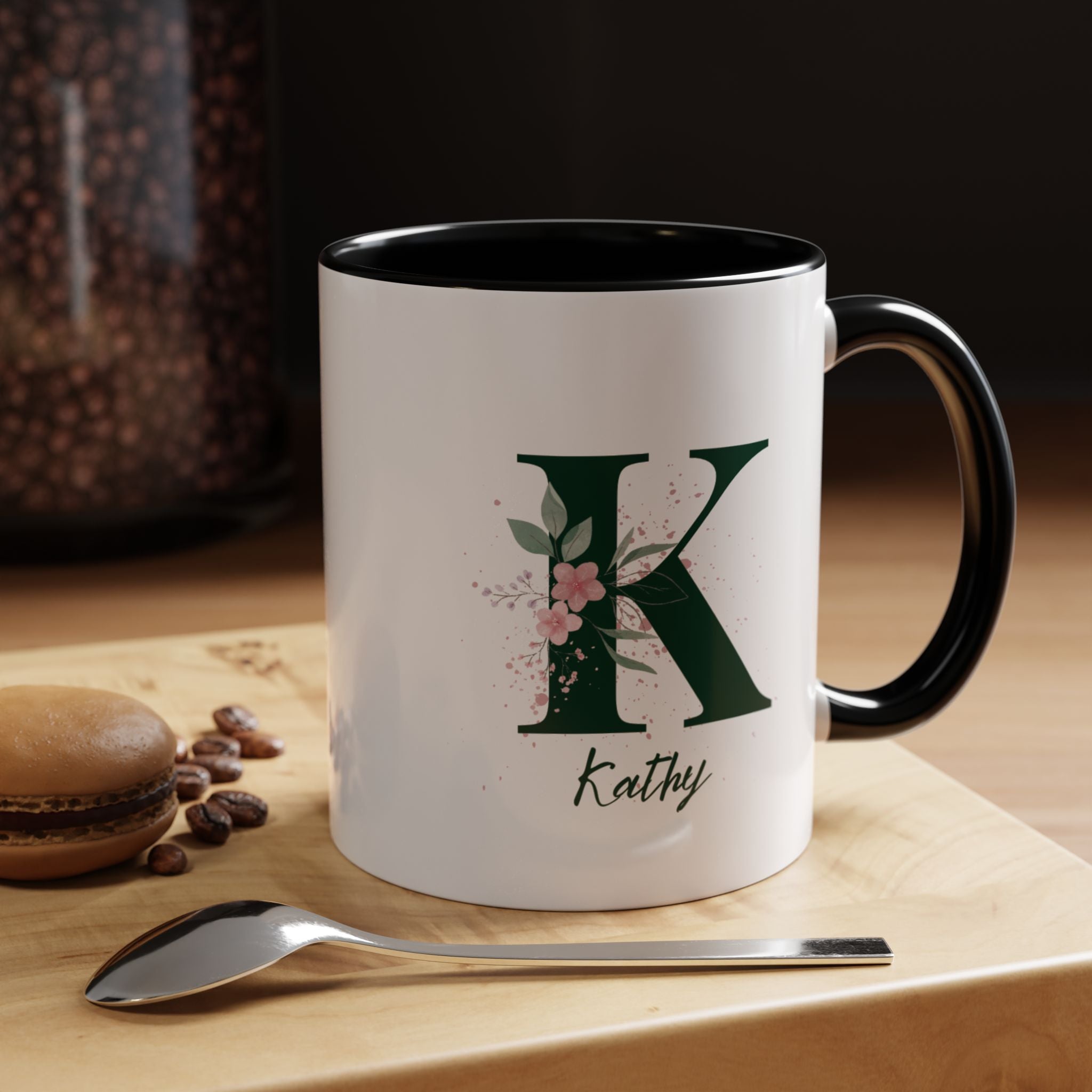 Personalized Floral Initial Coffee Mug | Gift for Her, Custom Name Mug, Home & Kitchen Decor, Unique Birthday Present, Floral Coffee Cup