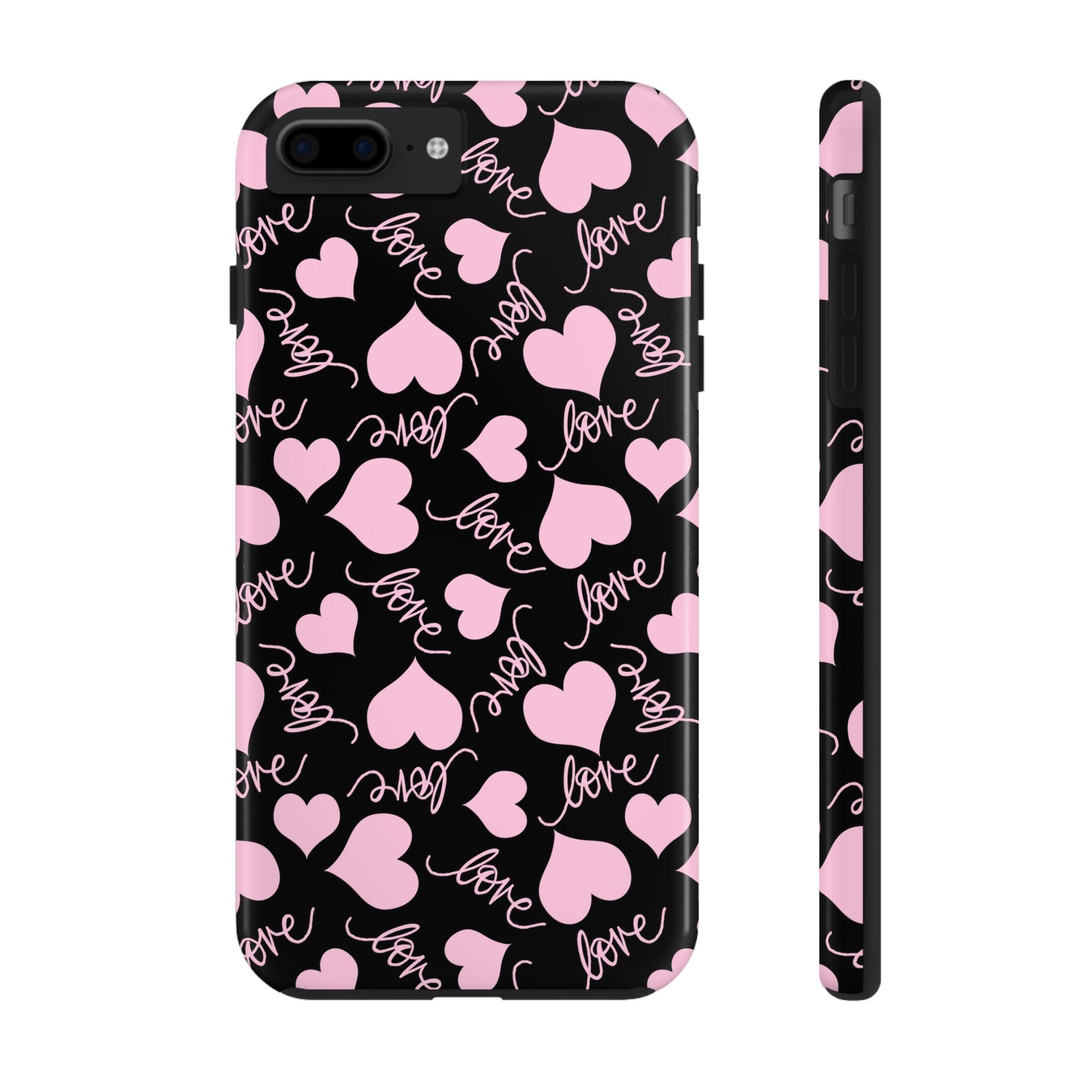 Black With Pink Hearts Love Tough Mobile Phone Case