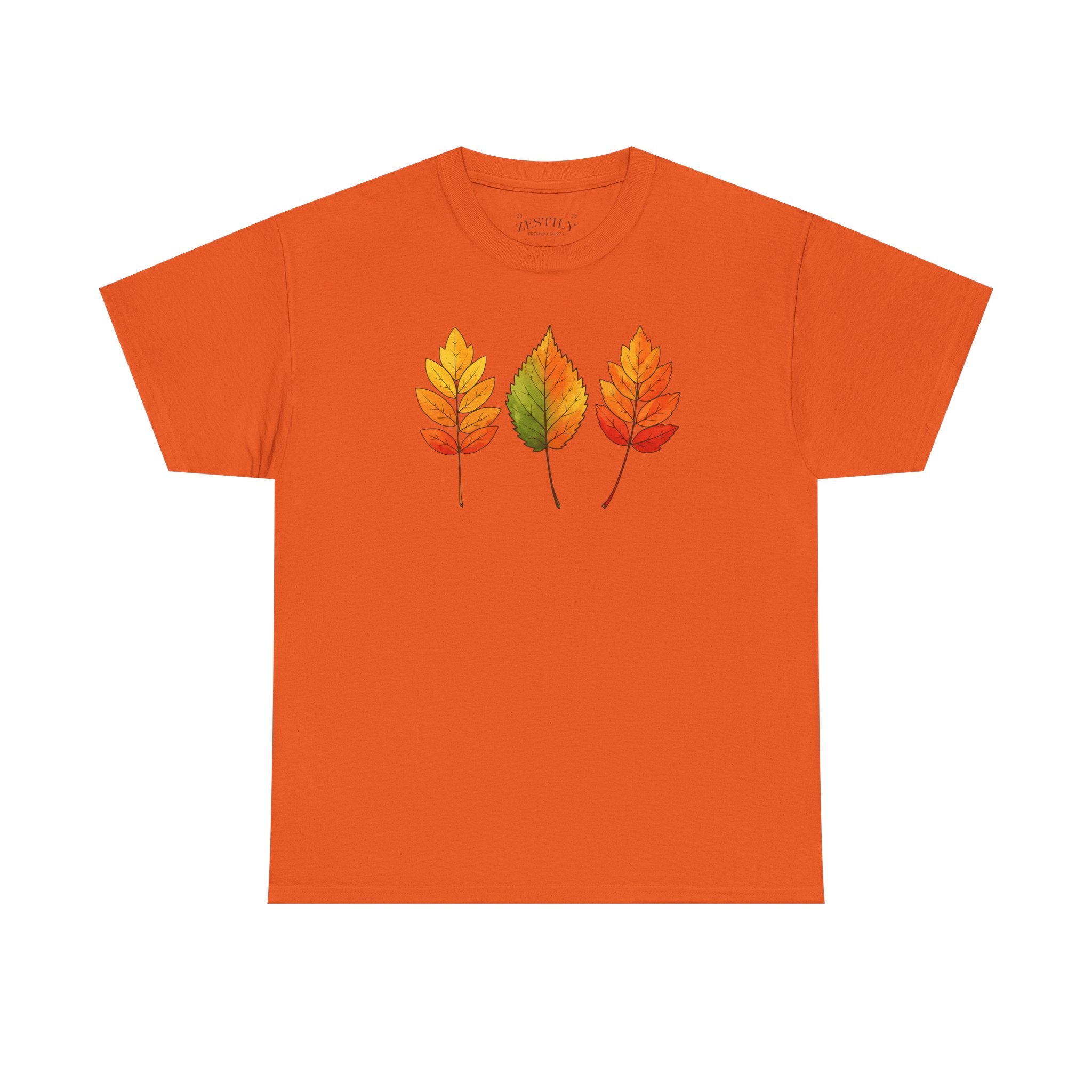 Autumn Leaves Heavy Cotton Tee, Fall T-Shirt, Nature Lover Gift, Seasonal Wear, Comfortable Everyday Tee