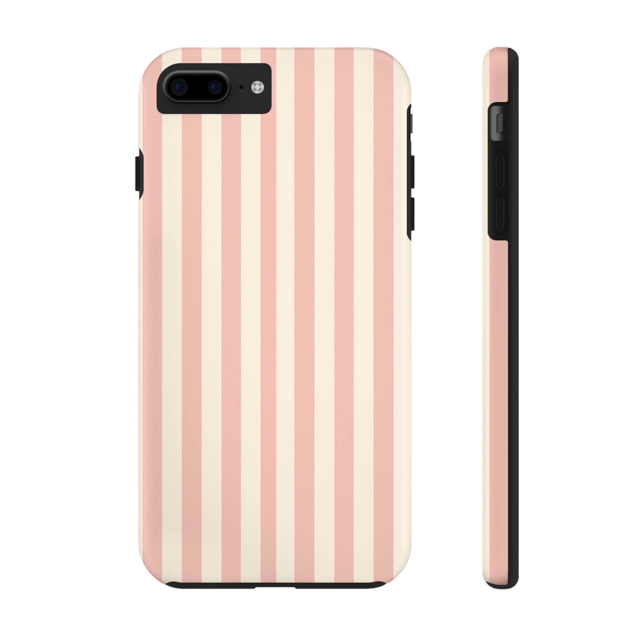 Stylish Tough iPhone Samsung Case Cute Pink & Beige Striped Design, Durable Protection, Perfect Gift for Teens, Minimalist Aesthetic, Everyday Use