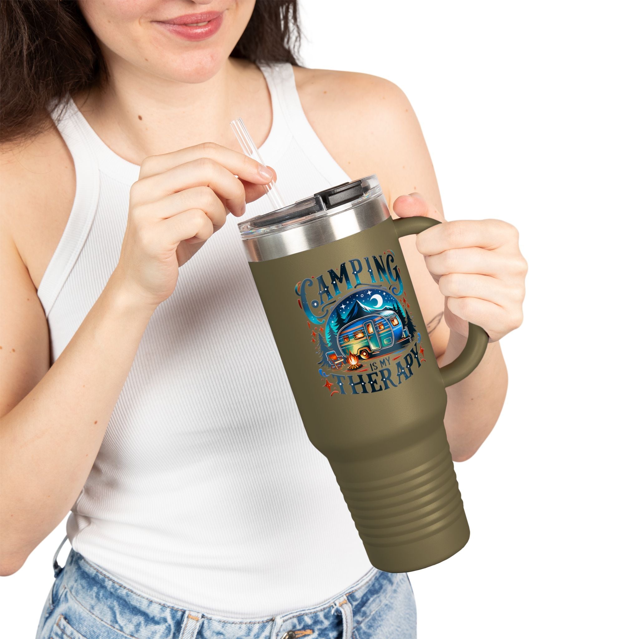 Camping Is My Therapy Insulated Travel Mug