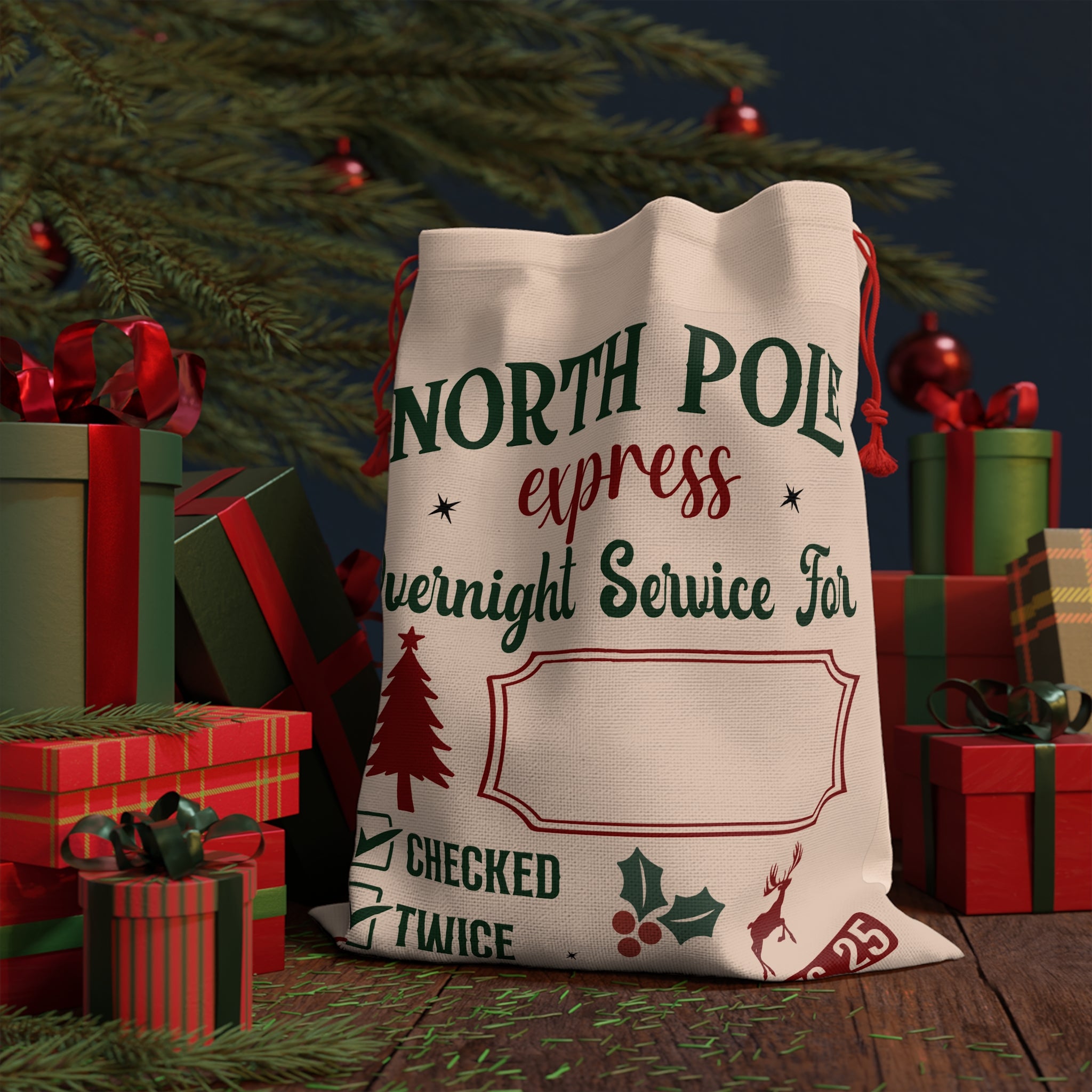 Gift Bag - North Pole Christmas Express Overnight Delivery Personalized
