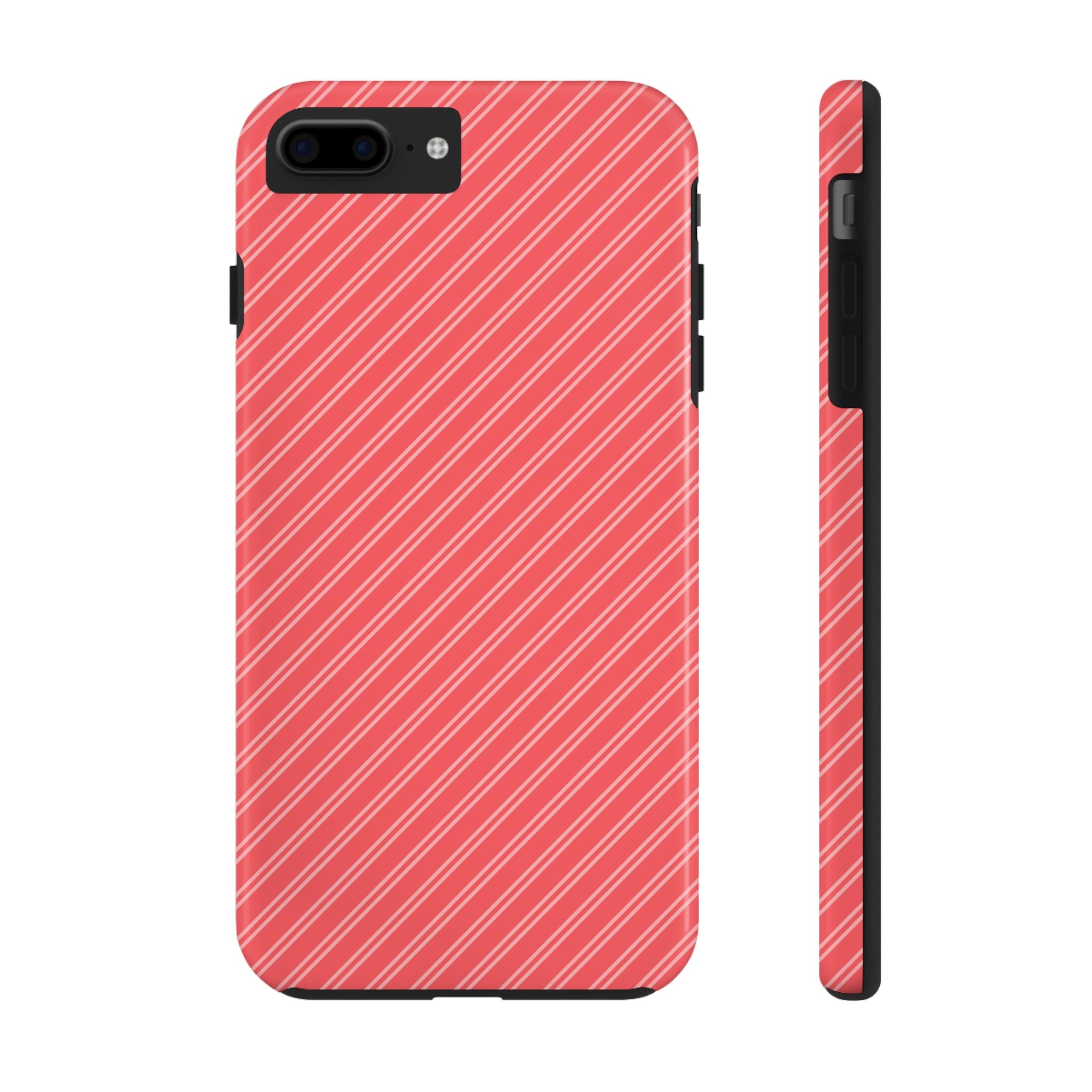 Stylish Impact Resistant Tough iPhone Samsung Case with Coral Striped Design