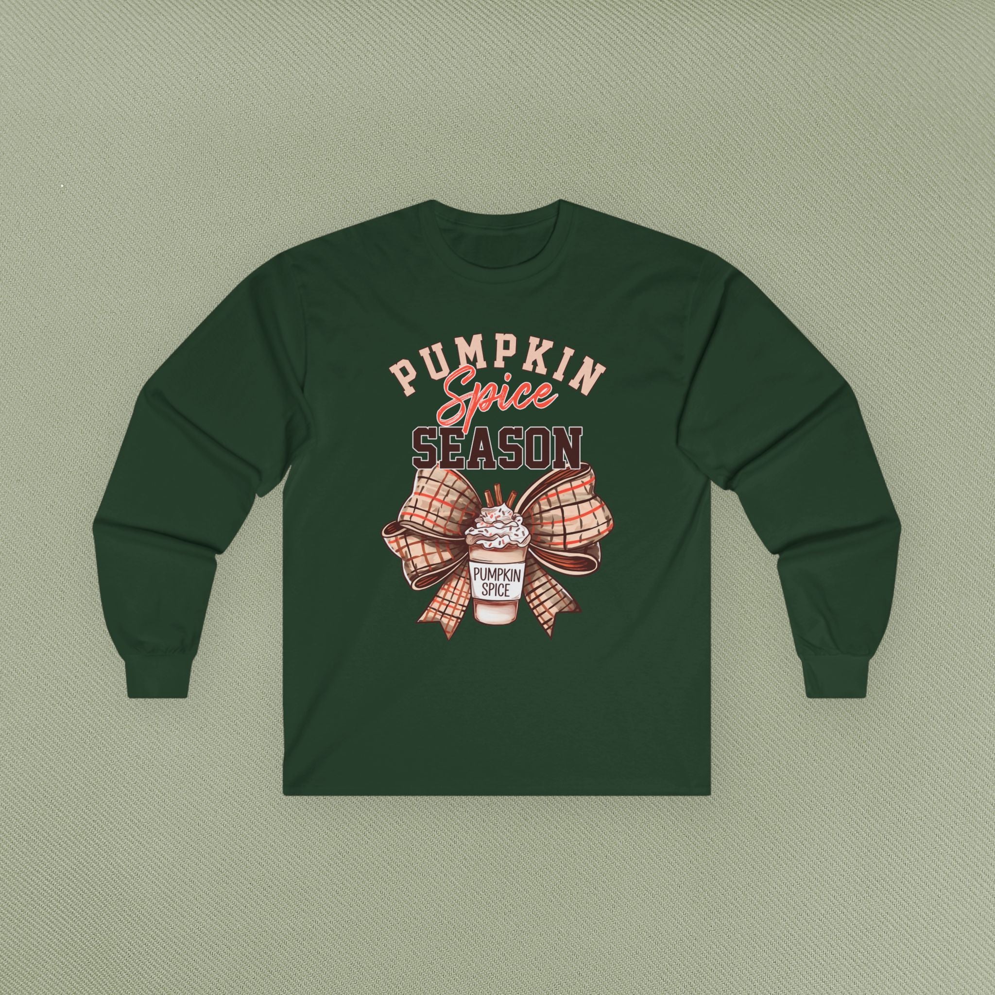 Pumpkin Spice Long Sleeve Tee - Fall Fashion, Cozy Casual Wear, Autumn Inspired Apparel, Perfect for Thanksgiving, Gift for Coffee Lovers