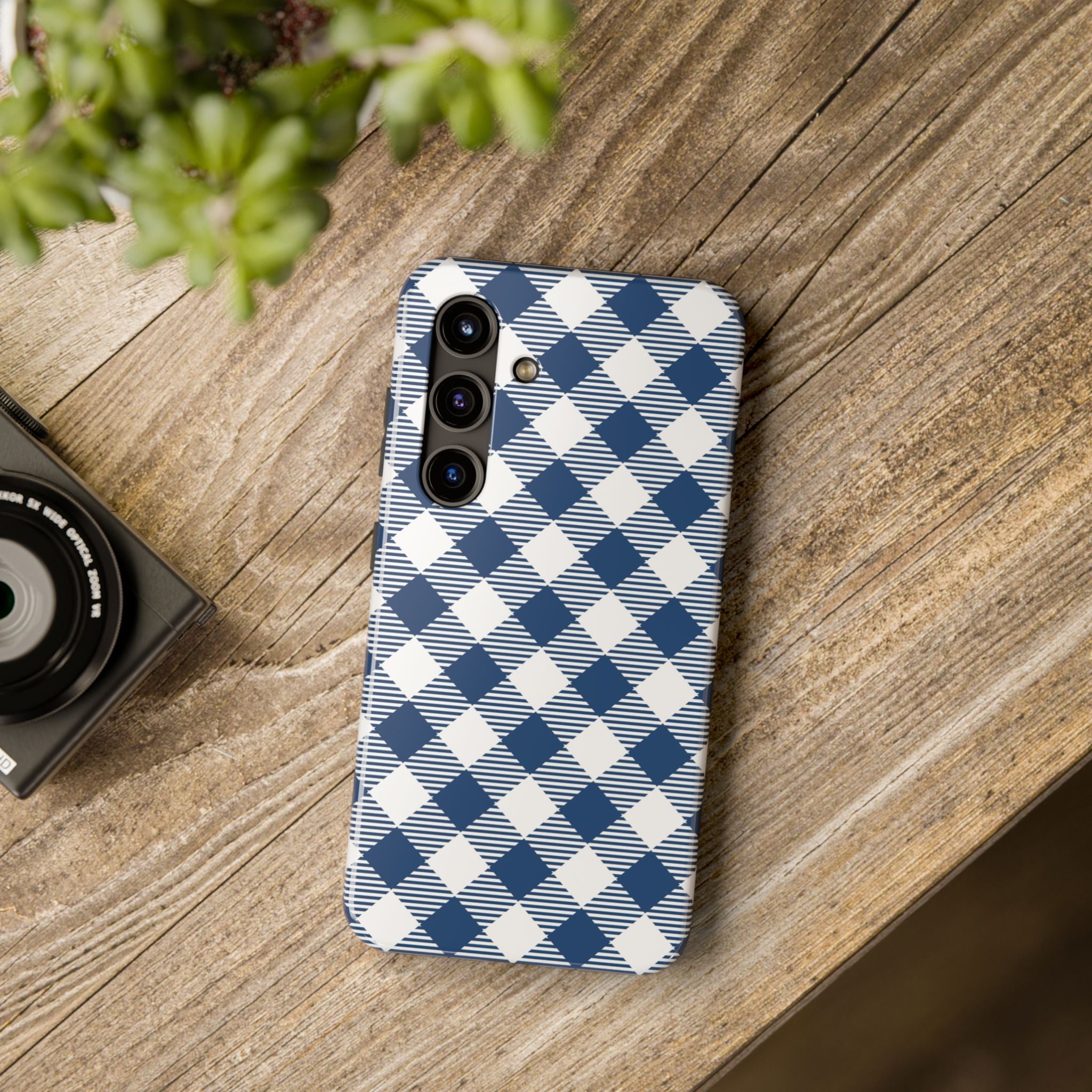 Check Phone Case - Blue & White