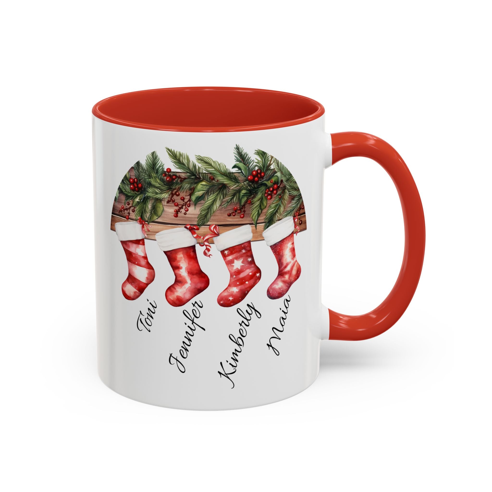 Personalized Christmas Stocking Coffee Mug | Holiday Gift, Family Mug, Custom Name Mug, Festive Coffee Cup, Cozy Winter Drinkware