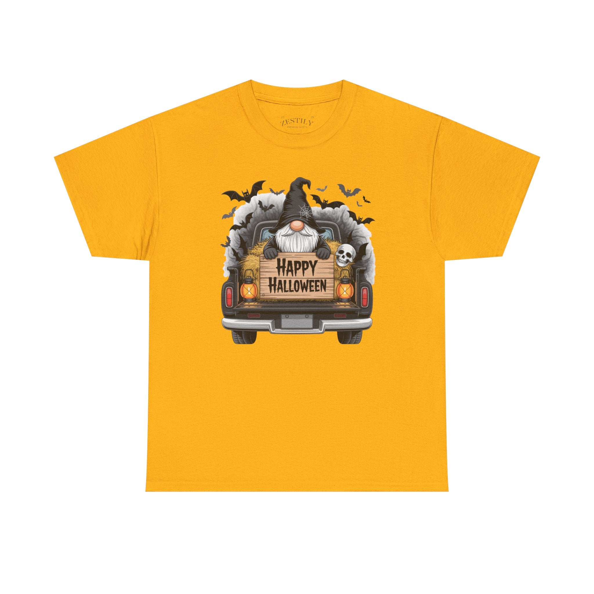 Halloween Themed Heavy Cotton Tee, Spooky Tee, Fall Fashion, Halloween Gnome T-Shirt, Gift for Her, Halloween Party Wear