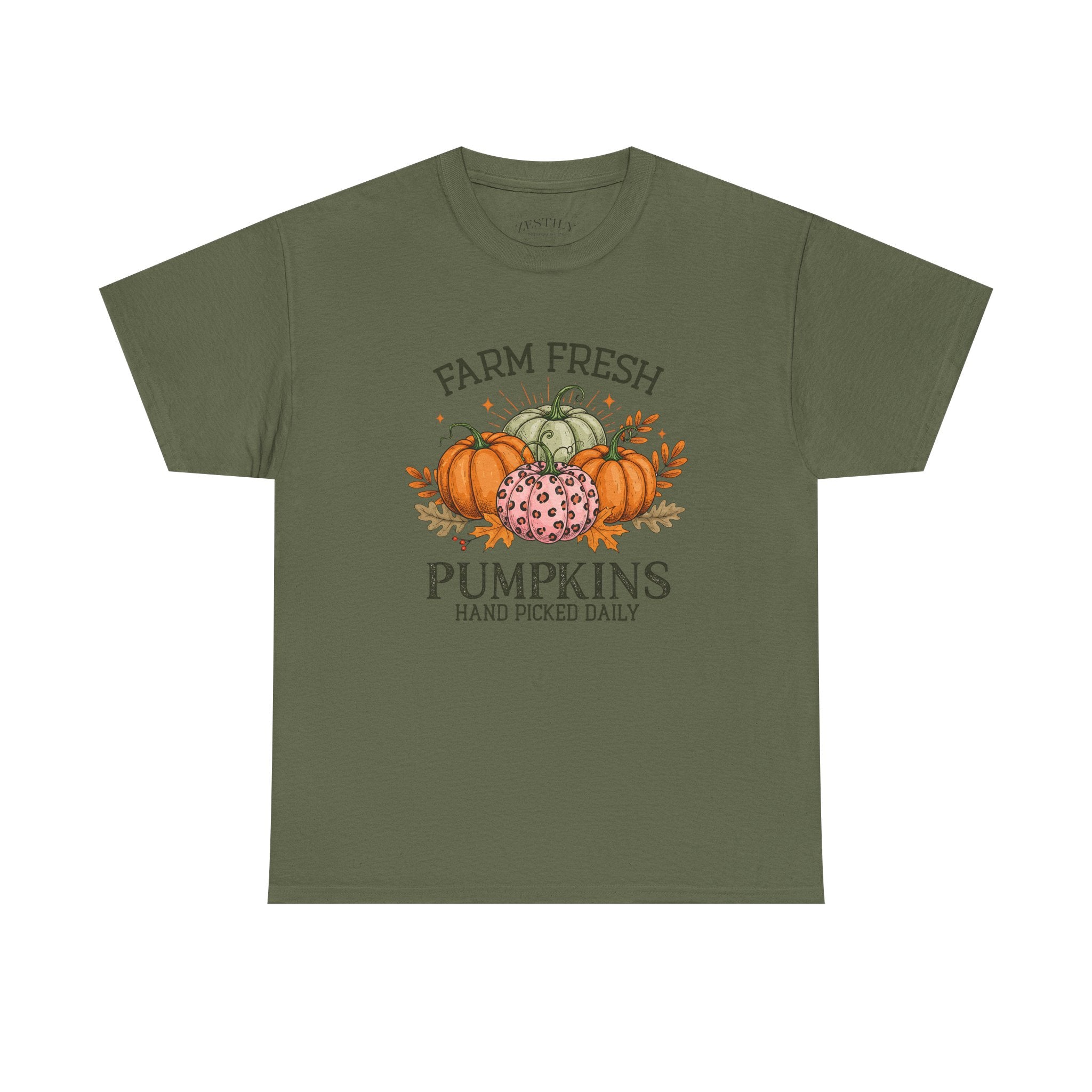 Farm Fresh Pumpkins Heavy Cotton Tee, Autumn T-Shirt, Fall Festival Shirt, Thanksgiving Apparel, Pumpkin Lover Gift