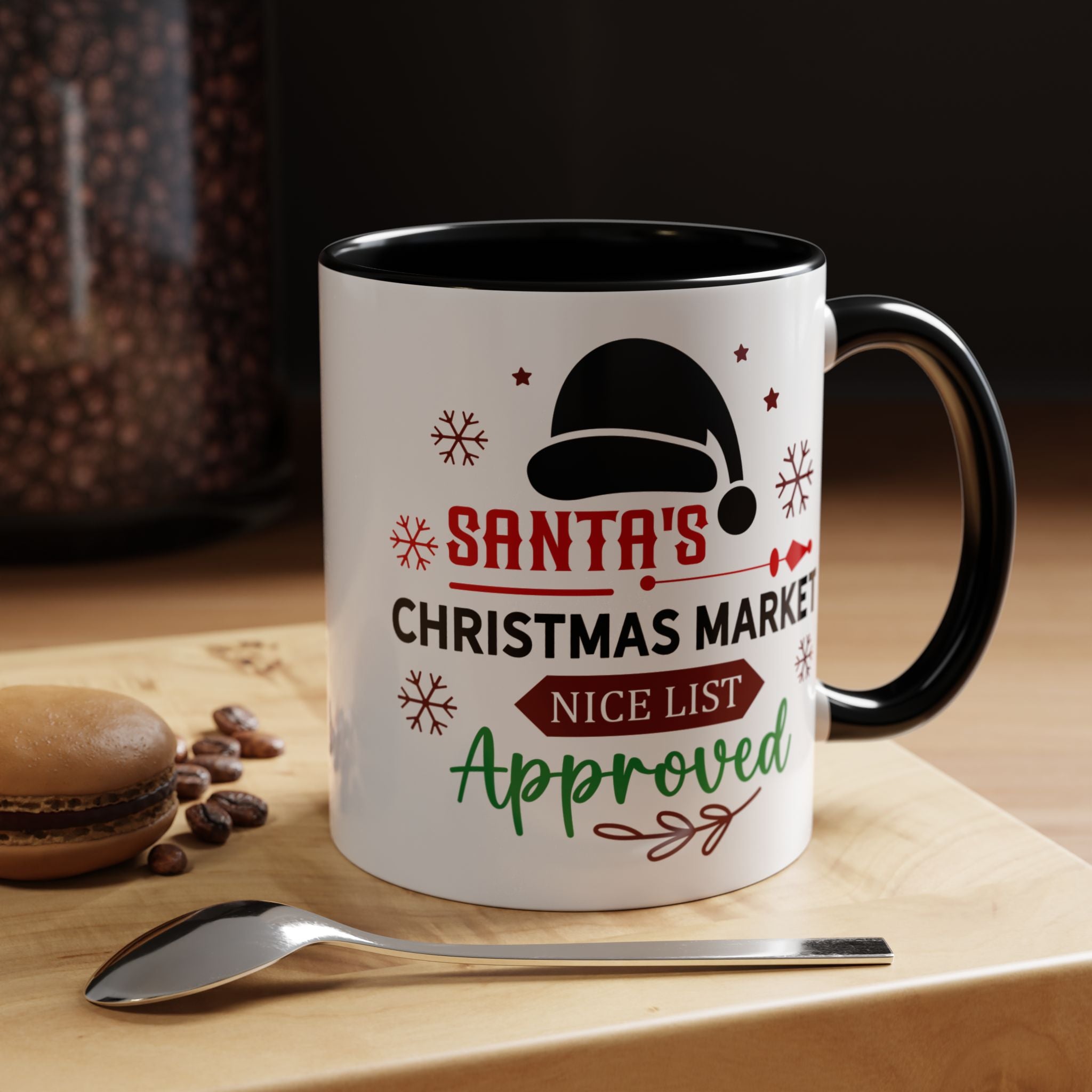 Santa's Christmas Market Approved Coffee Mug - Holiday Gift, Festive Decor, Winter Cheer, Seasonal Beverage, Hot Cocoa Mug
