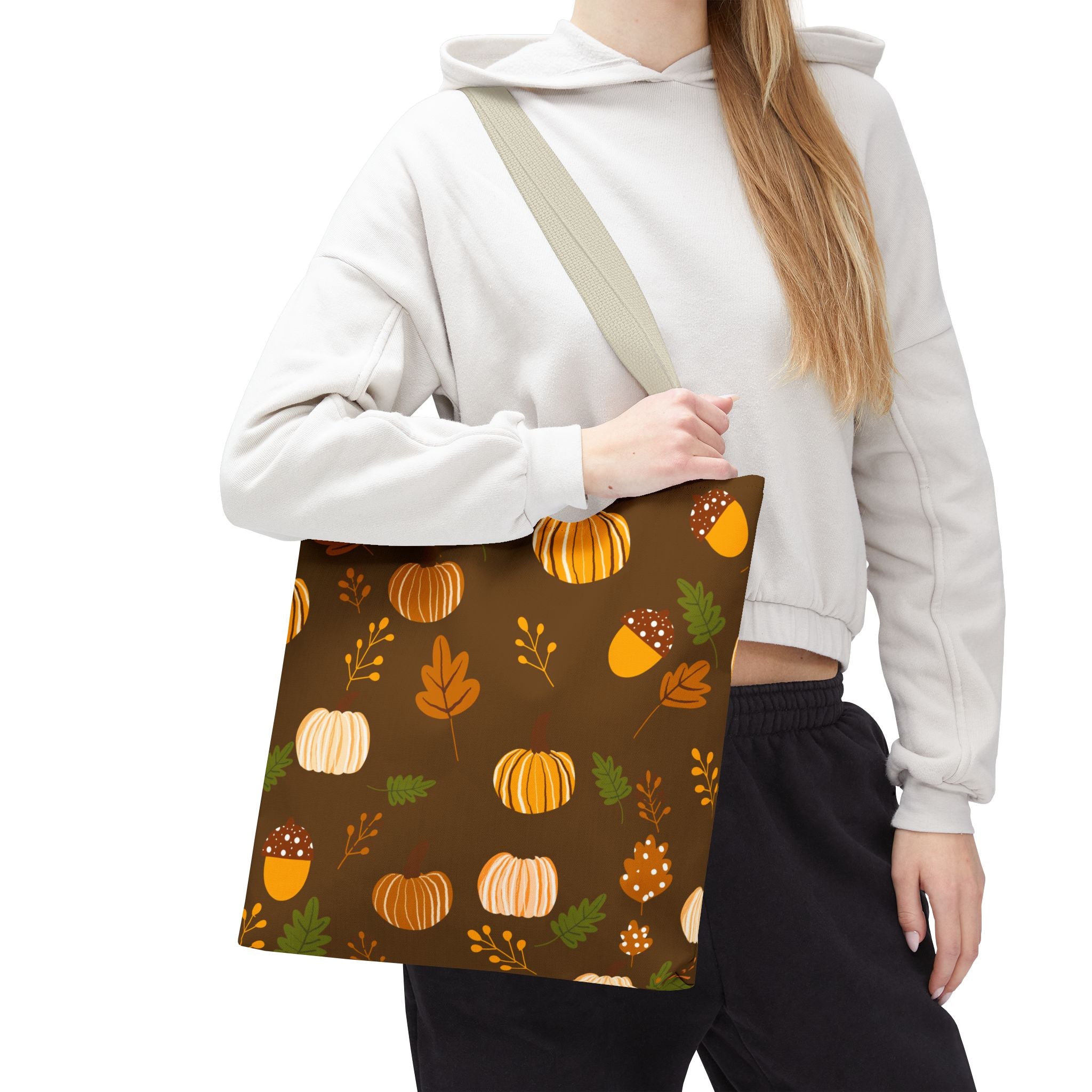 Autumn Pumpkin Tote Bag, Fall Harvest Purse, Eco-Friendly Shopping Bag, Thanksgiving Gift, Floral Market Bag