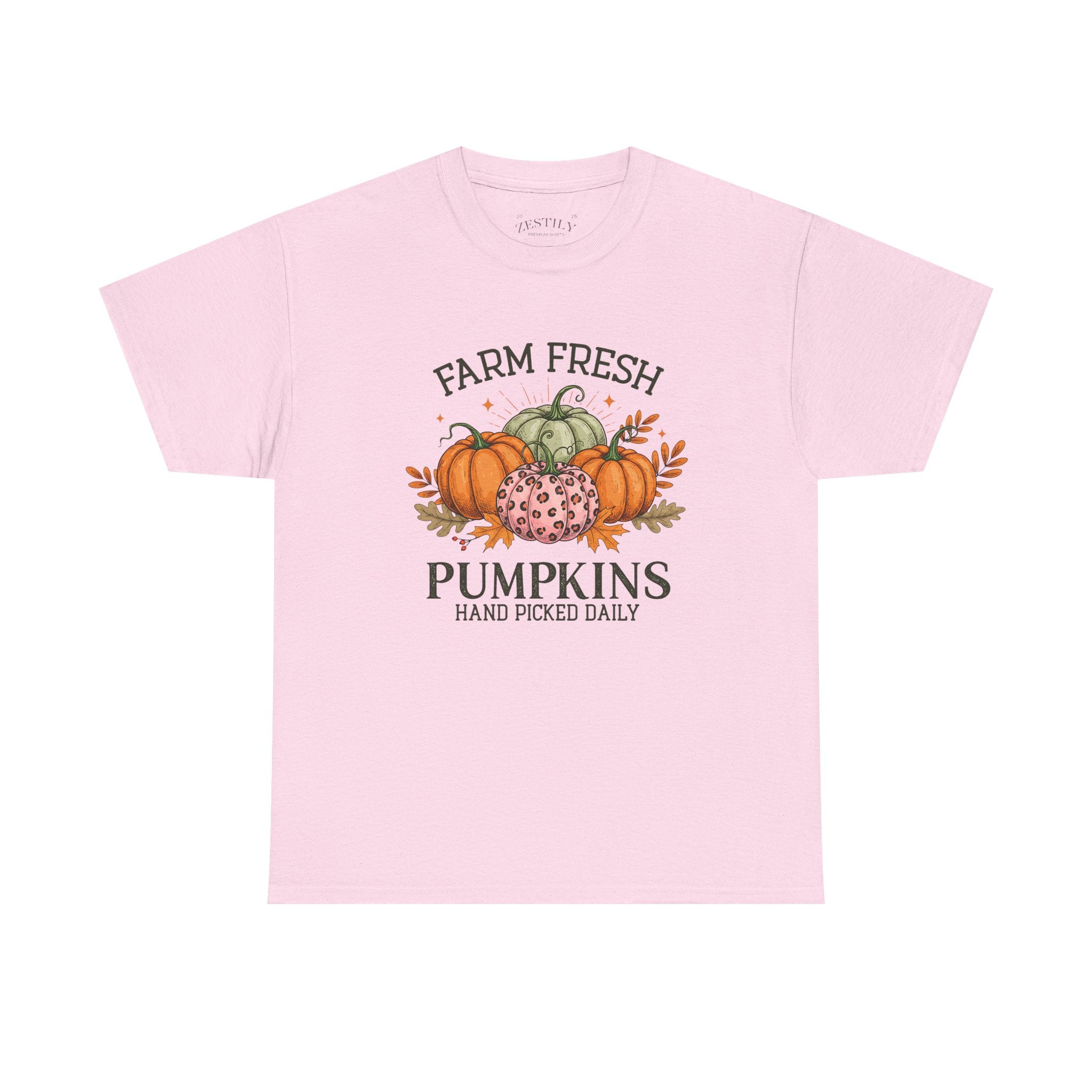 Farm Fresh Pumpkins Heavy Cotton Tee, Autumn T-Shirt, Fall Festival Shirt, Thanksgiving Apparel, Pumpkin Lover Gift